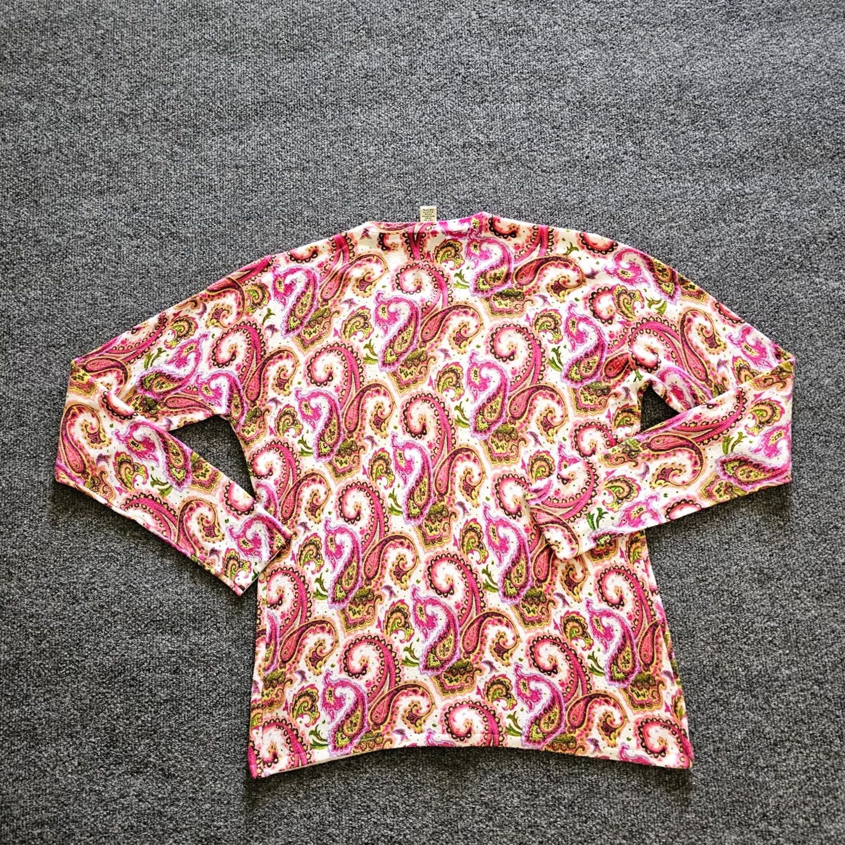 Pinko Fairway & Greene Cardigan Womens M Pink Paisley Long Sleeve Round Neck Career Cardigan Size M / US 6-8 / IT 42-44 - 7 Thumbnail