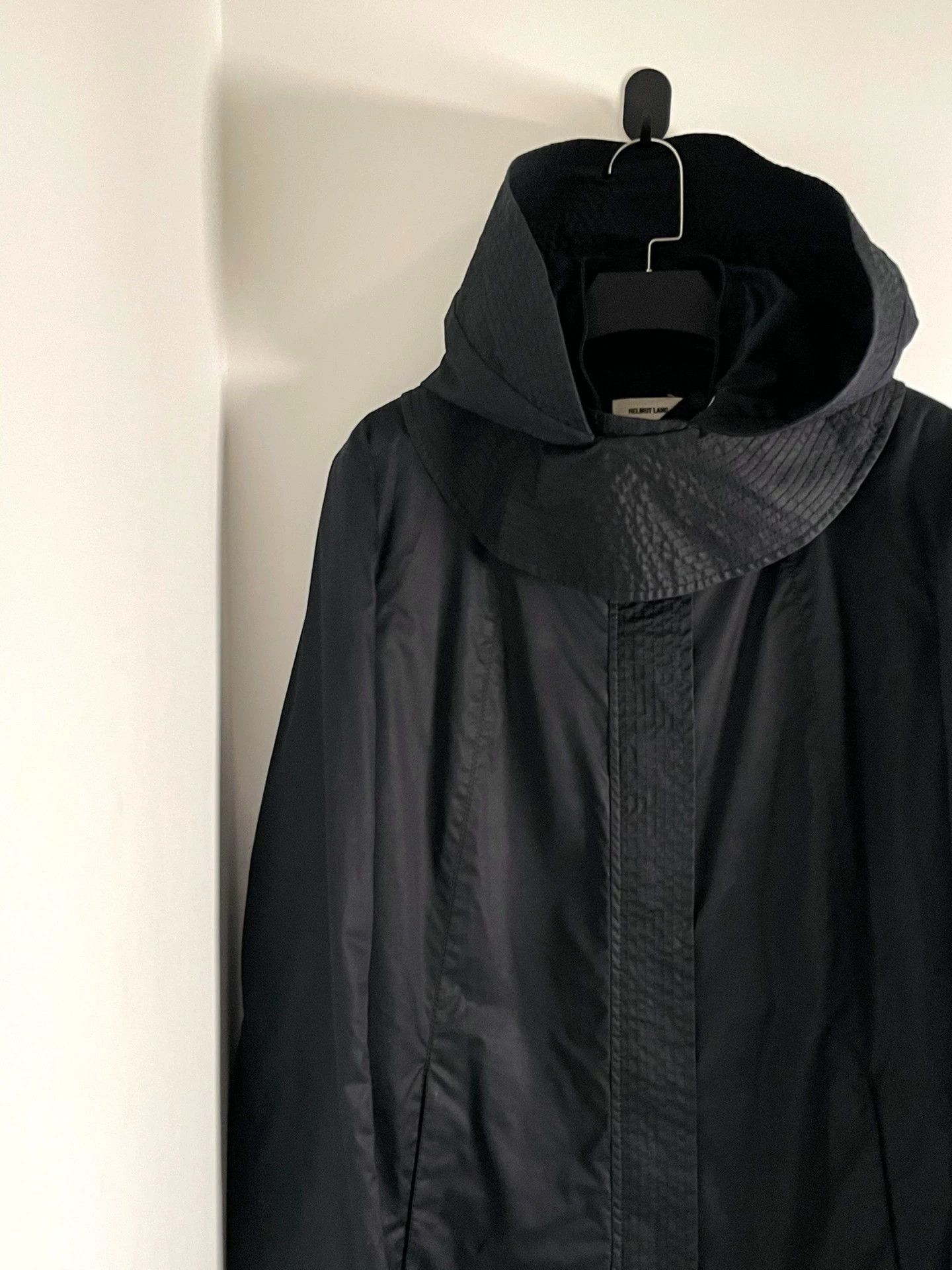 Helmut Lang Black Hooded Long Coat Size S Size US S / EU 44-46 / 1 - 7 Thumbnail