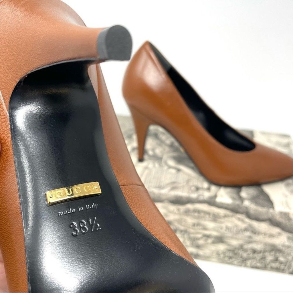 Gucci NEW Authentic Gucci Brown Vamp High Heel Leather Pumps 38.5 Size US 8.5 / IT 38.5 - 9 Thumbnail