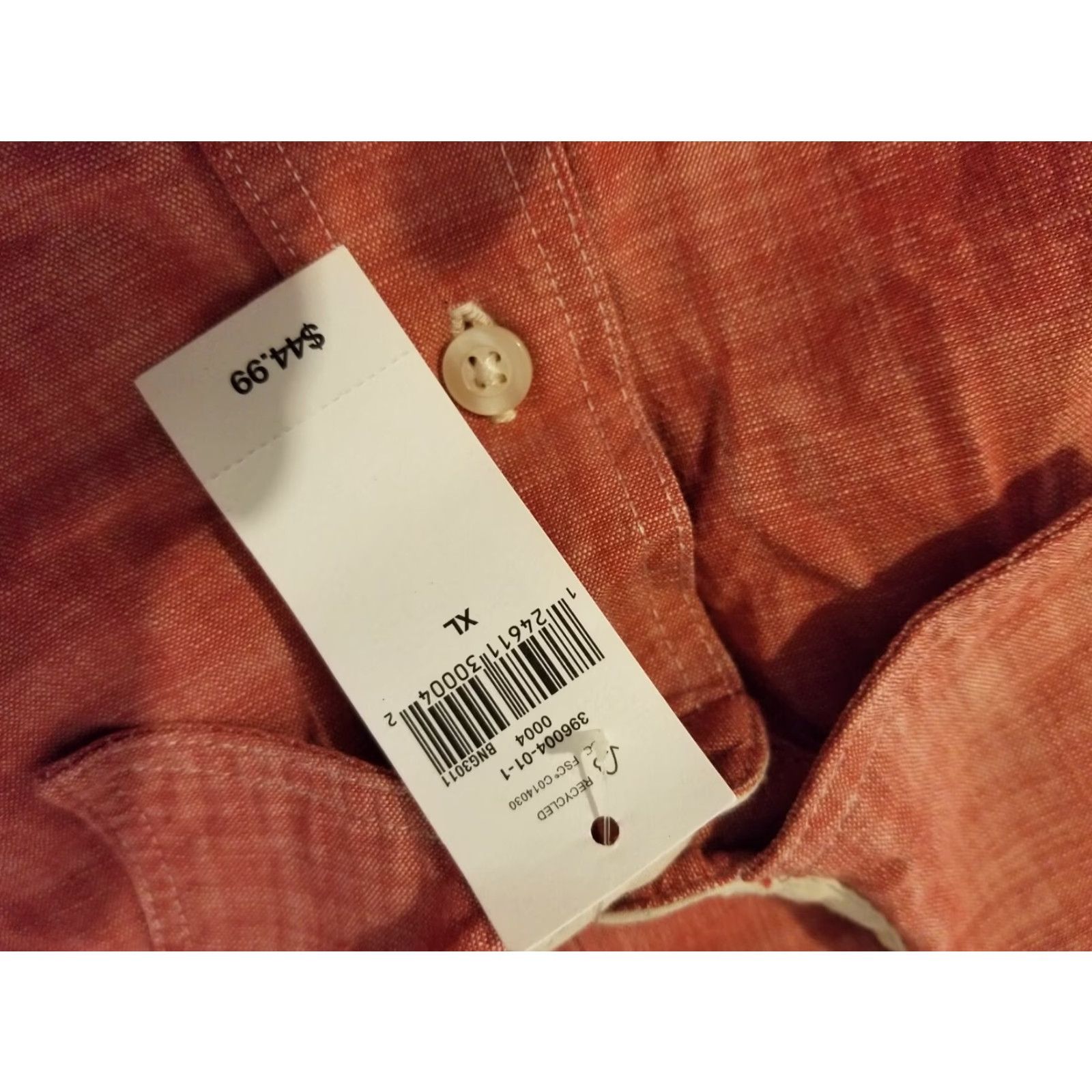 Gap Gap Shirt Mens XL Red Cotton Button-Up Short Sleeve Dress Shirt Size 46R - 5 Thumbnail