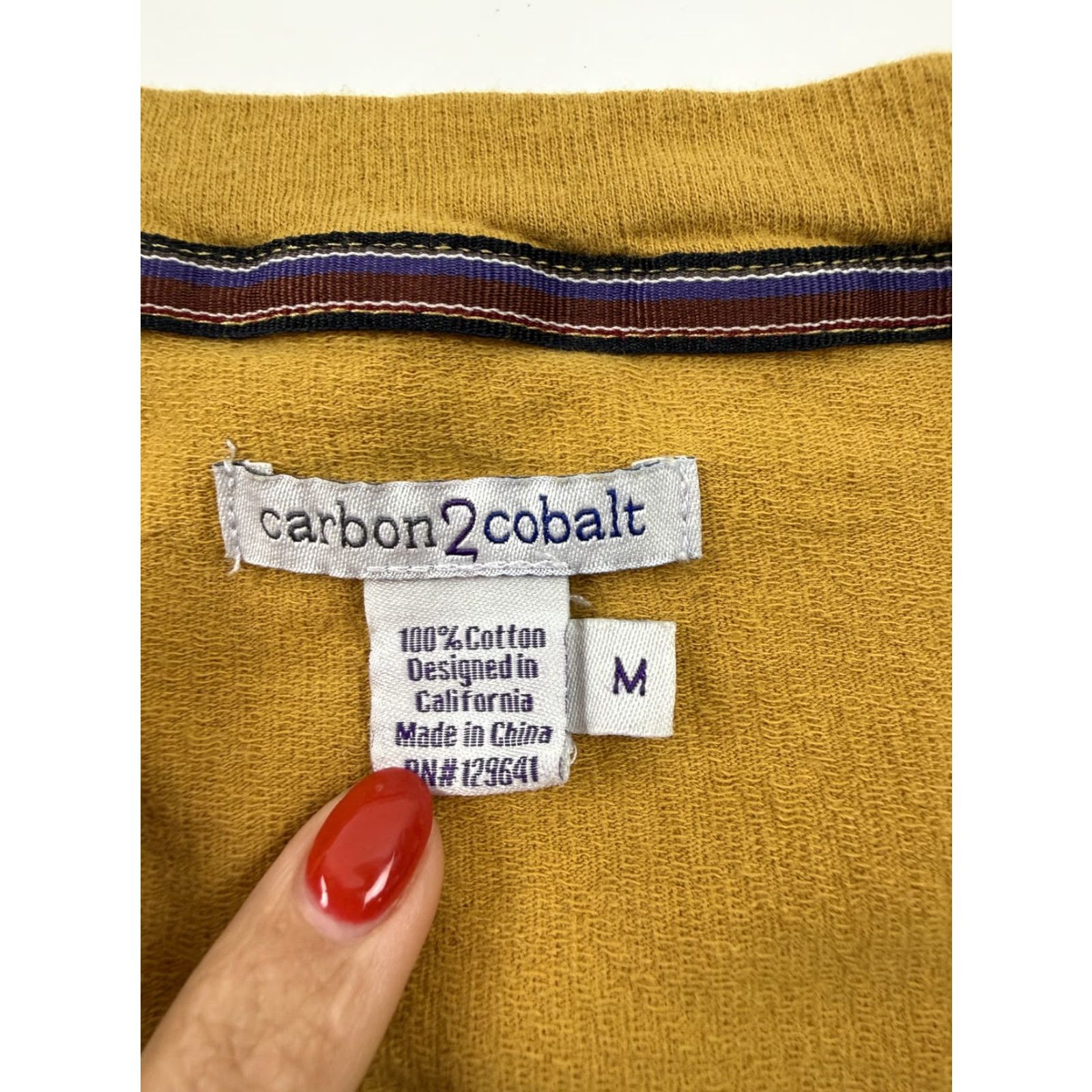 Carbon2Cobalt Carbon2cobalt Sweater Womens Medium Yellow V Neck 100% Cotton Knit Pullover Size M / US 6-8 / IT 42-44 - 3 Thumbnail