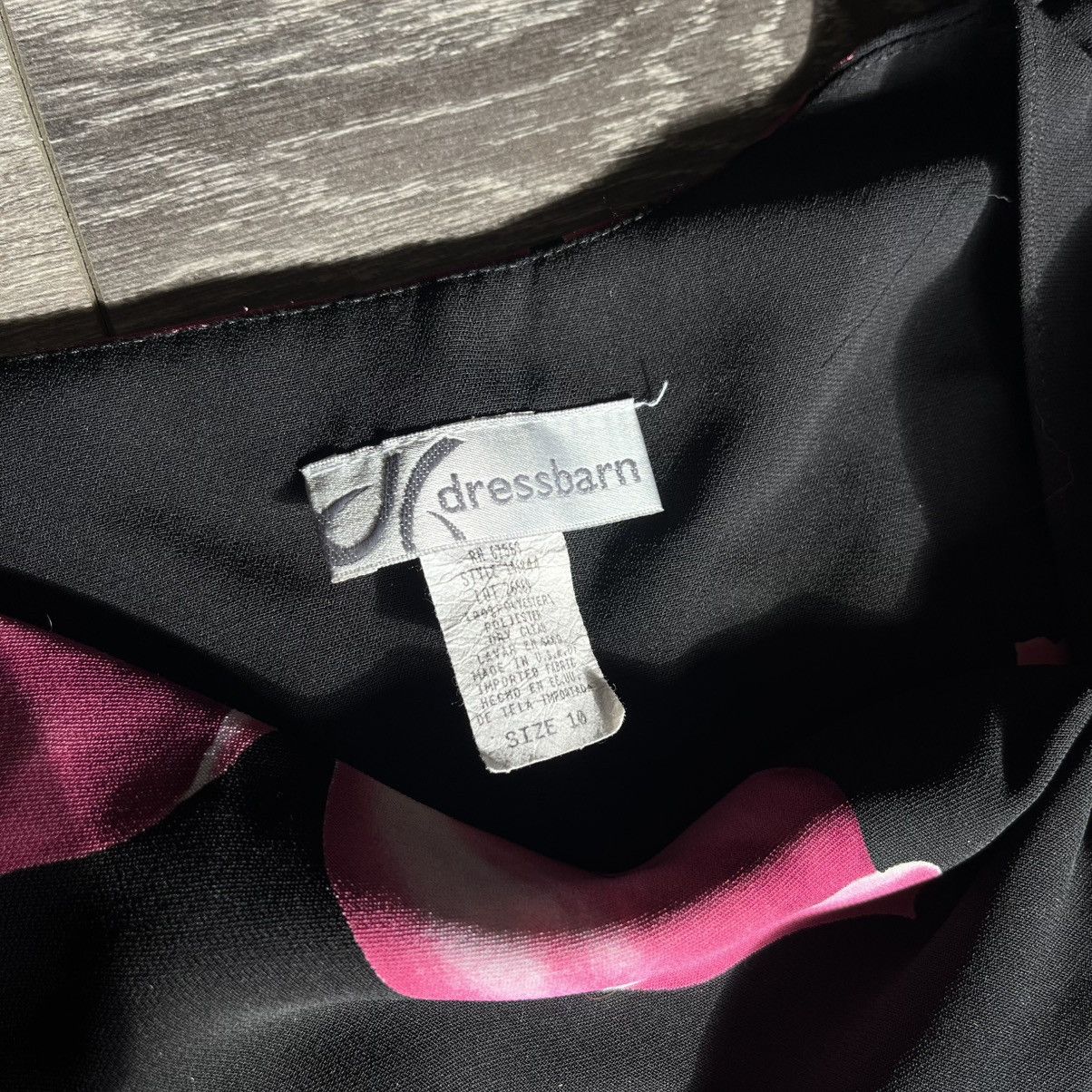 Vintage Vintage Dressbarn Floral Cocktail Classy Black Pink Dress 10 Size L / US 10 / IT 46 - 4 Thumbnail
