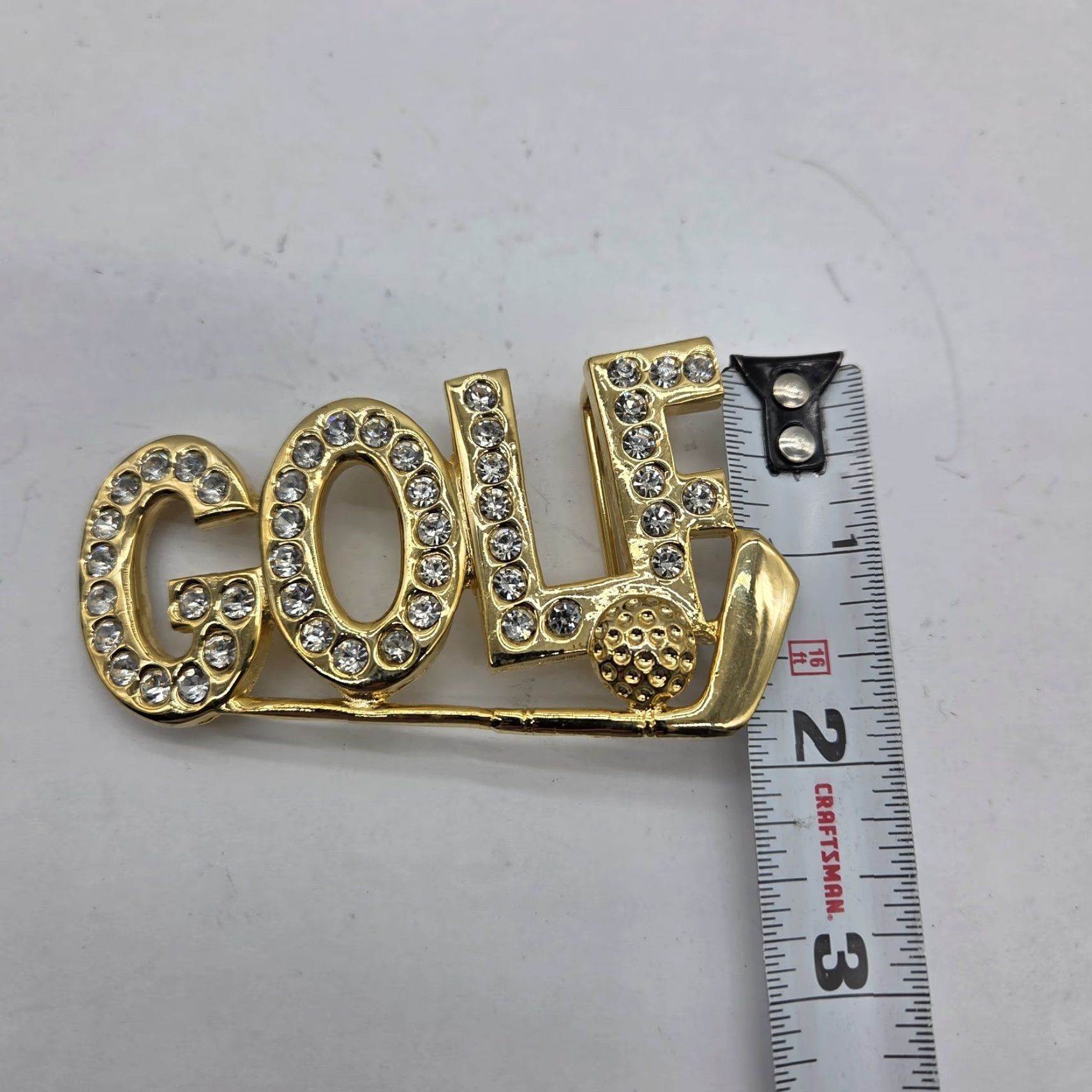 Vintage Navika GOLF Sign Rhinestones Gold Tone Glamorous Belt Buckle Womens Size ONE SIZE - 5 Thumbnail