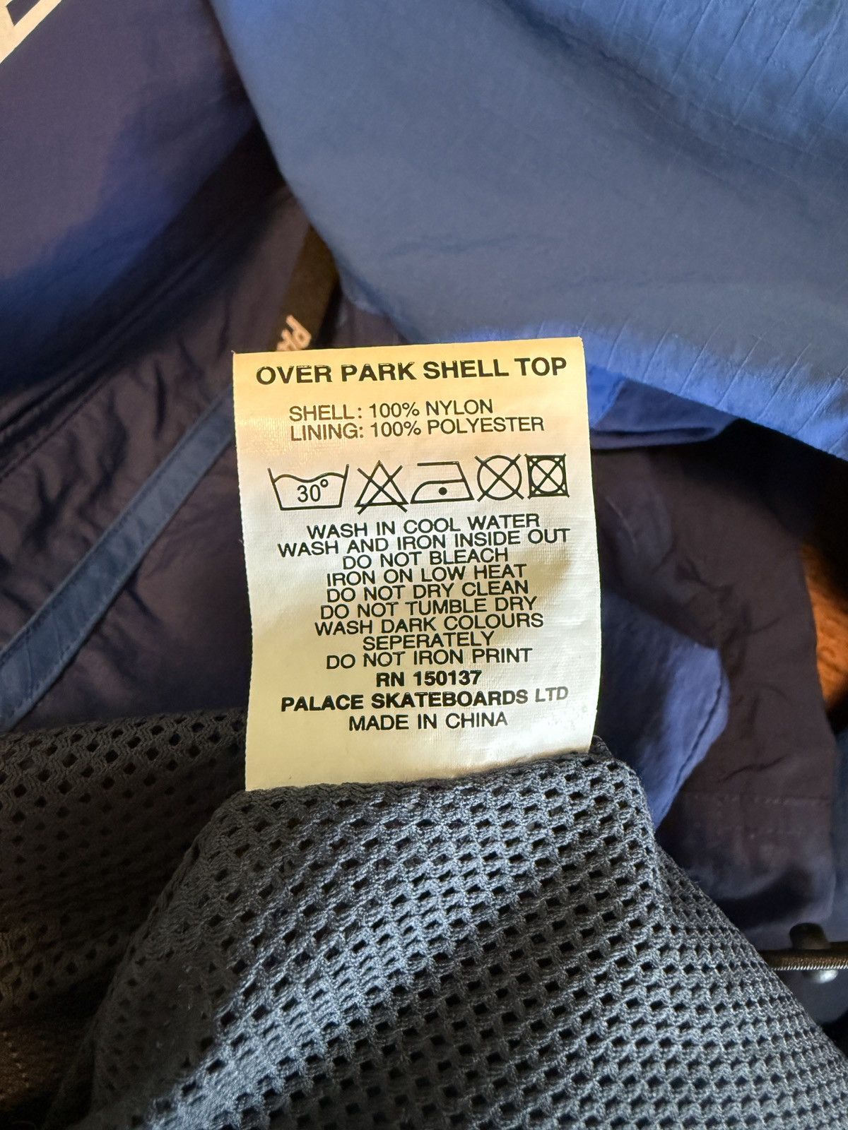 Palace PALACE OVER PARK SHELL TOP - BLUE XL Size US XL / EU 56 / 4 - 7 Thumbnail