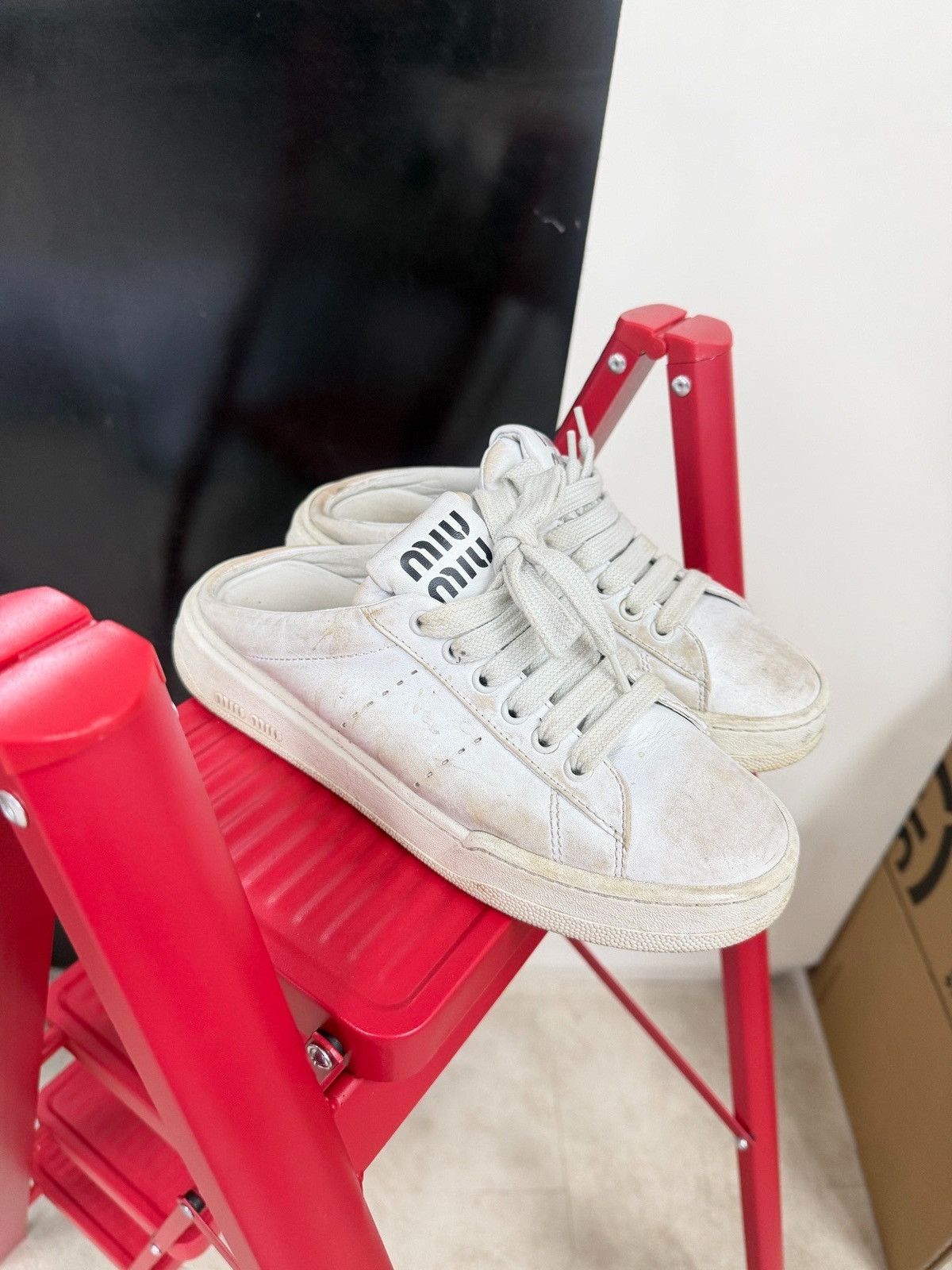 Miu Miu Miu Miu Bleached leather mule sneakers Size US 8 / IT 38 - 2 Thumbnail