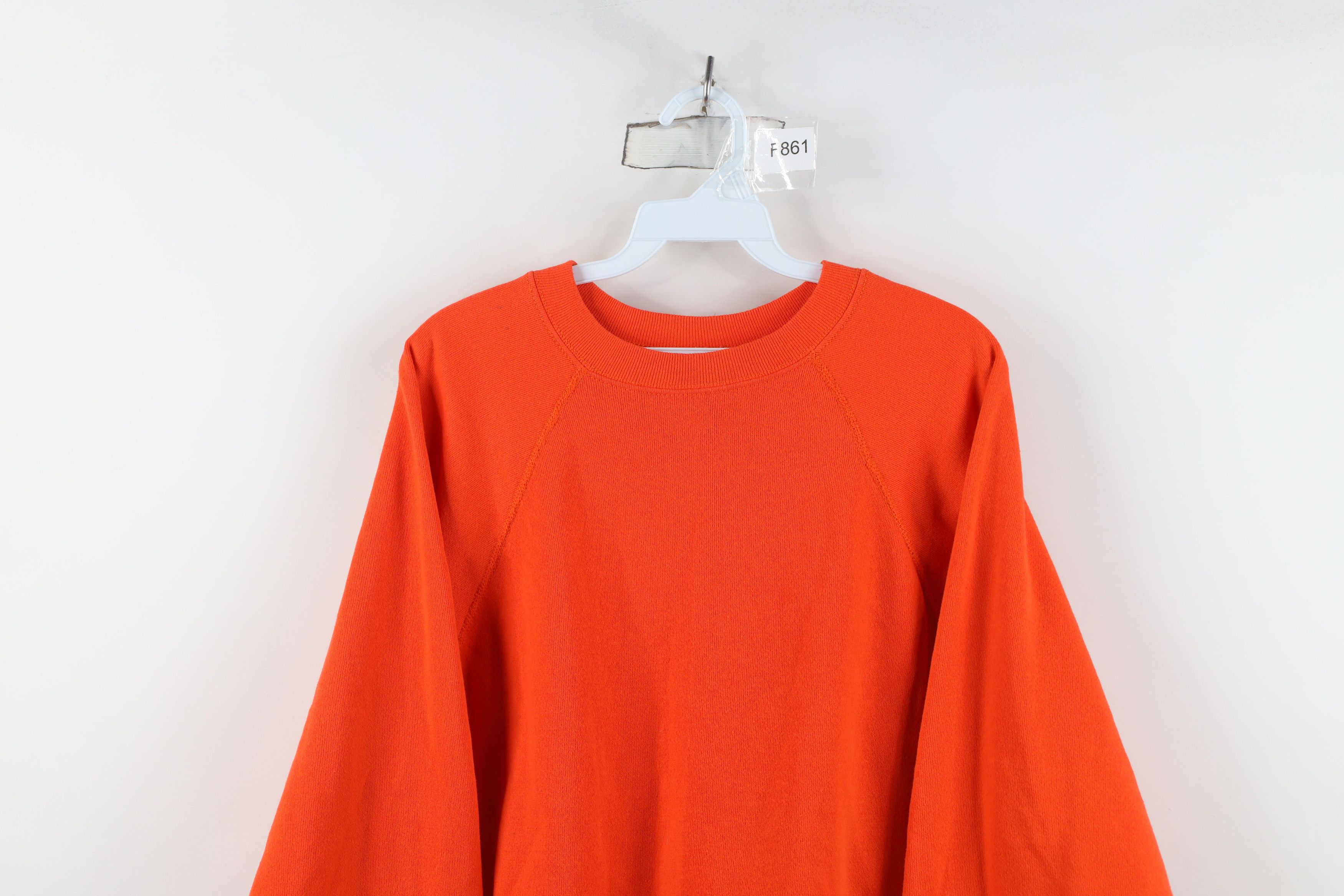 Vintage Vintage 90s Streetwear Blank Raglan Sweatshirt Orange USA Size US L / EU 52-54 / 3 - 2 Thumbnail