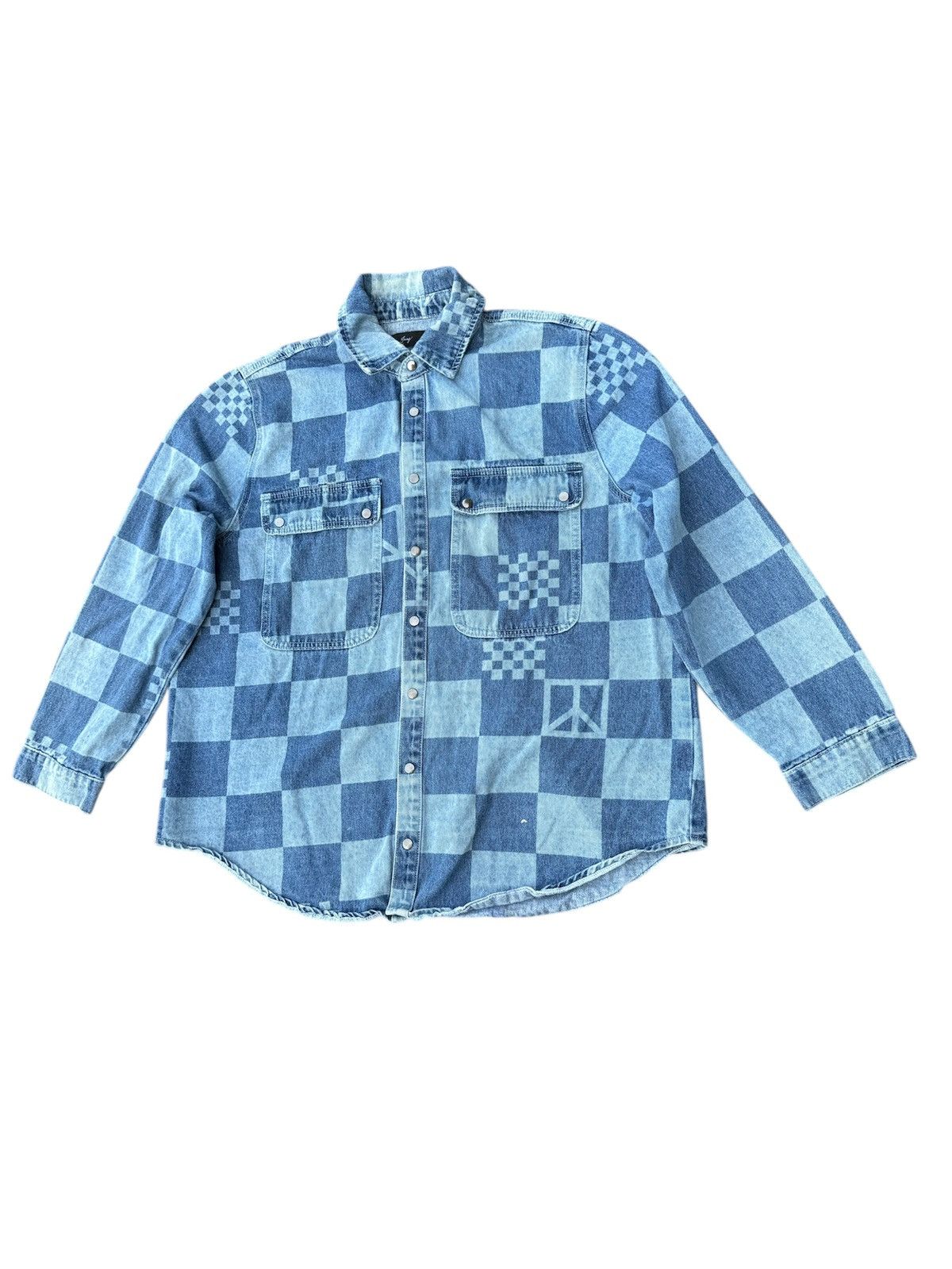 Japanese Brand × Kapital JAPAN BRAND JUNY DENIM PLAID SNAP BUTTON JACKET OVERSIZED Size US M / EU 48-50 / 2 - 3 Thumbnail