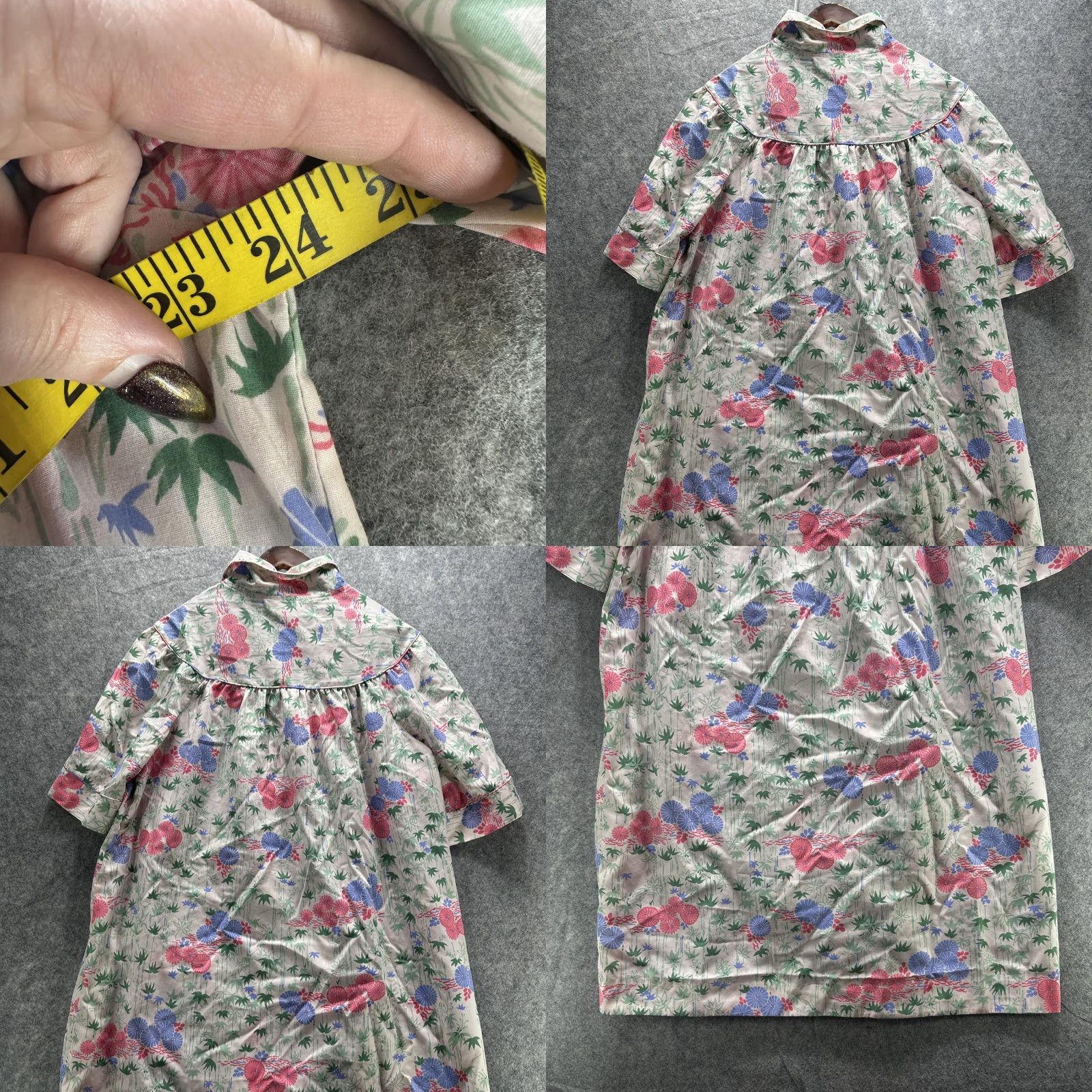 Sears VINTAGE Sears Comfort Coat Robe Womens Large Floral Bamboo Kaftan Housecoat 60s Size ONE SIZE - 10 Thumbnail