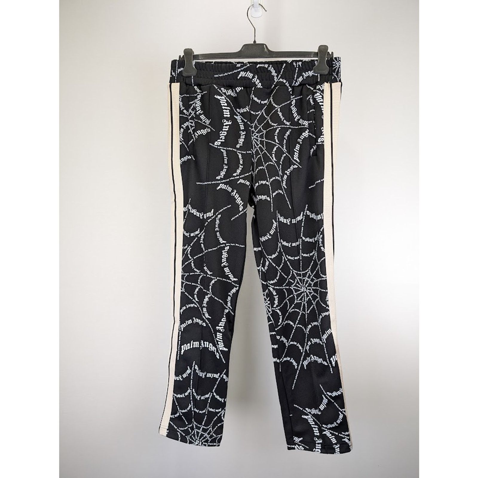 Palm Angels o1rshd1 Spider Web Classic Track Pant in Black Off White Size US 34 / EU 50 - 2 Thumbnail