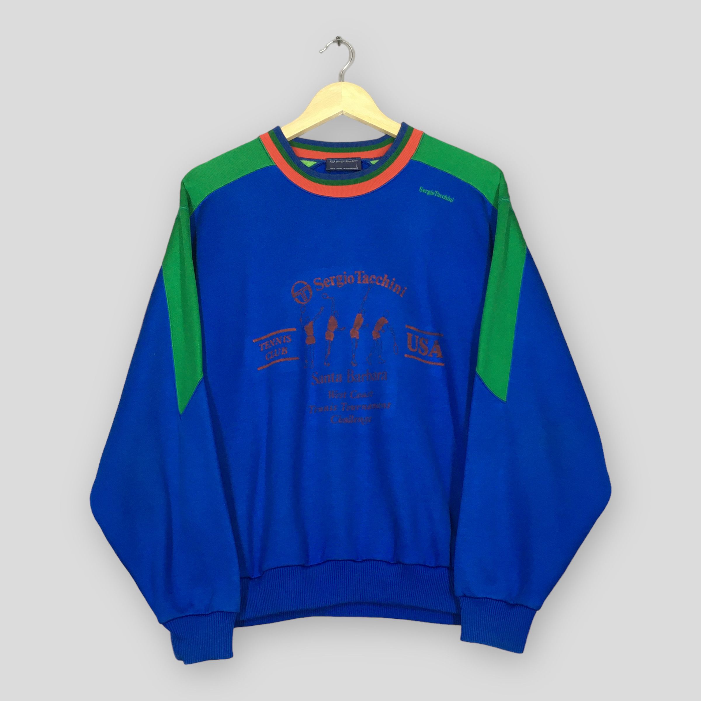 Sergio Tacchini Vintage 90s Sergio Tacchini Blue Sweatshirt Medium Size US M / EU 48-50 / 2 - 1 Thumbnail