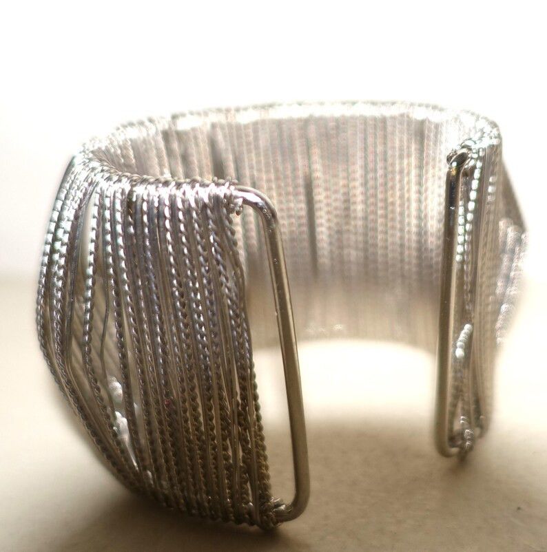 Other Silver tone Multiple String Cuff Bracelet Size ONE SIZE - 6 Thumbnail