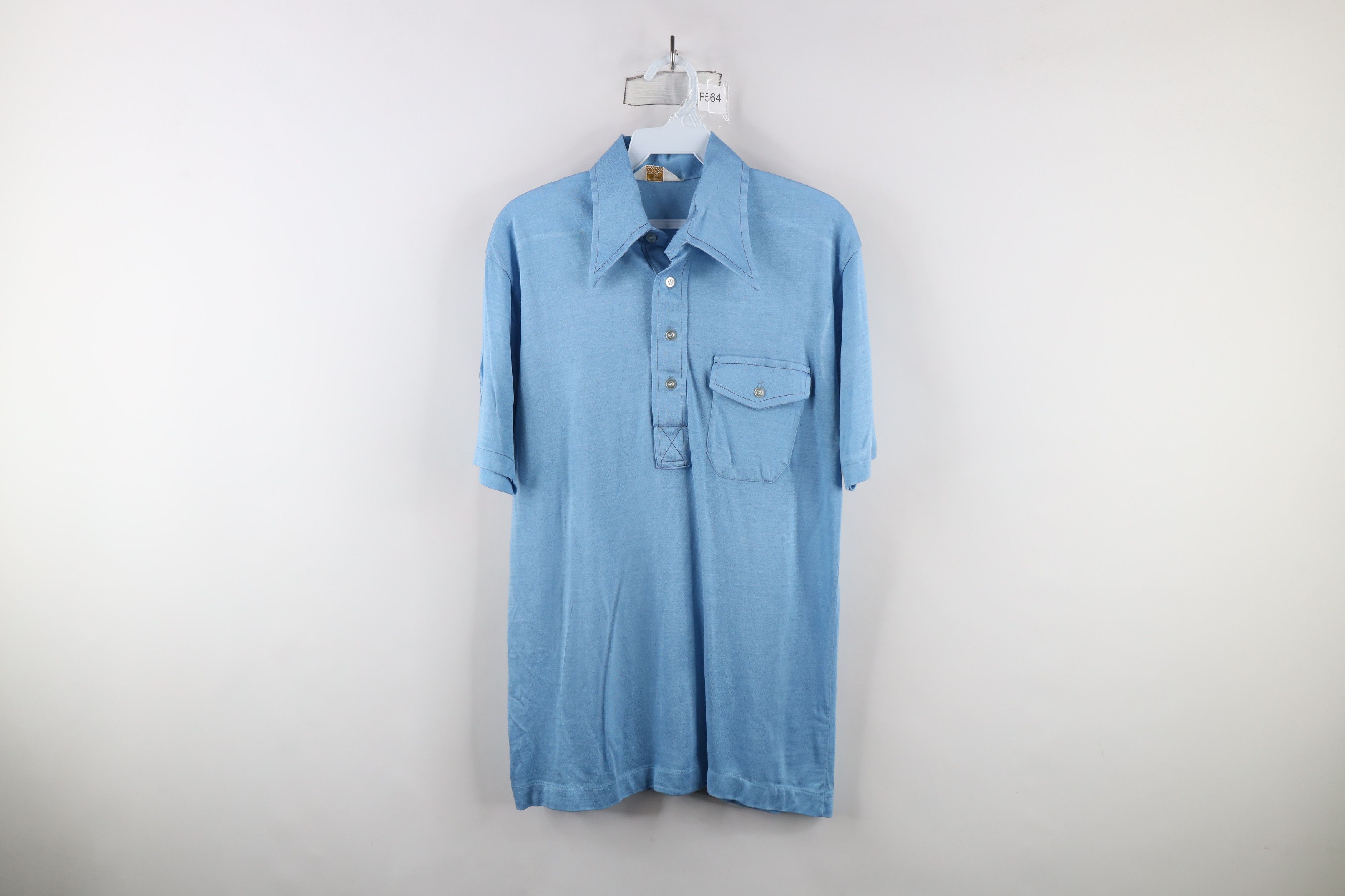 Vintage Vintage 60s 70s Streetwear Polo Shirt Carolina Blue USA Size US M / EU 48-50 / 2 - 1 Thumbnail