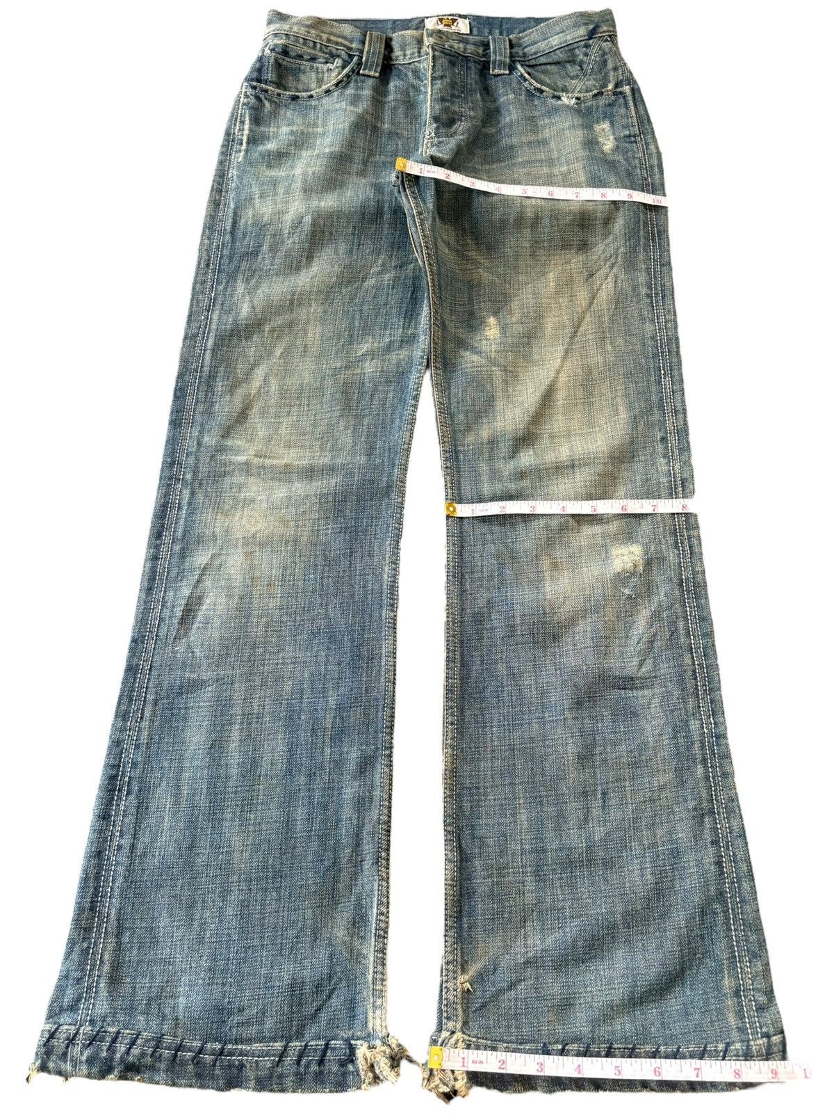 Antik Denim Vintage Japanese Brand Mud Wash Distress Flare Jeans Size 29" - 8 Thumbnail