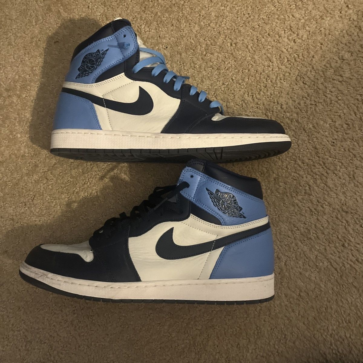 image of Jordan Brand 1 Obsidian Shoes in Obsidian Navy, Men's (Size 14)