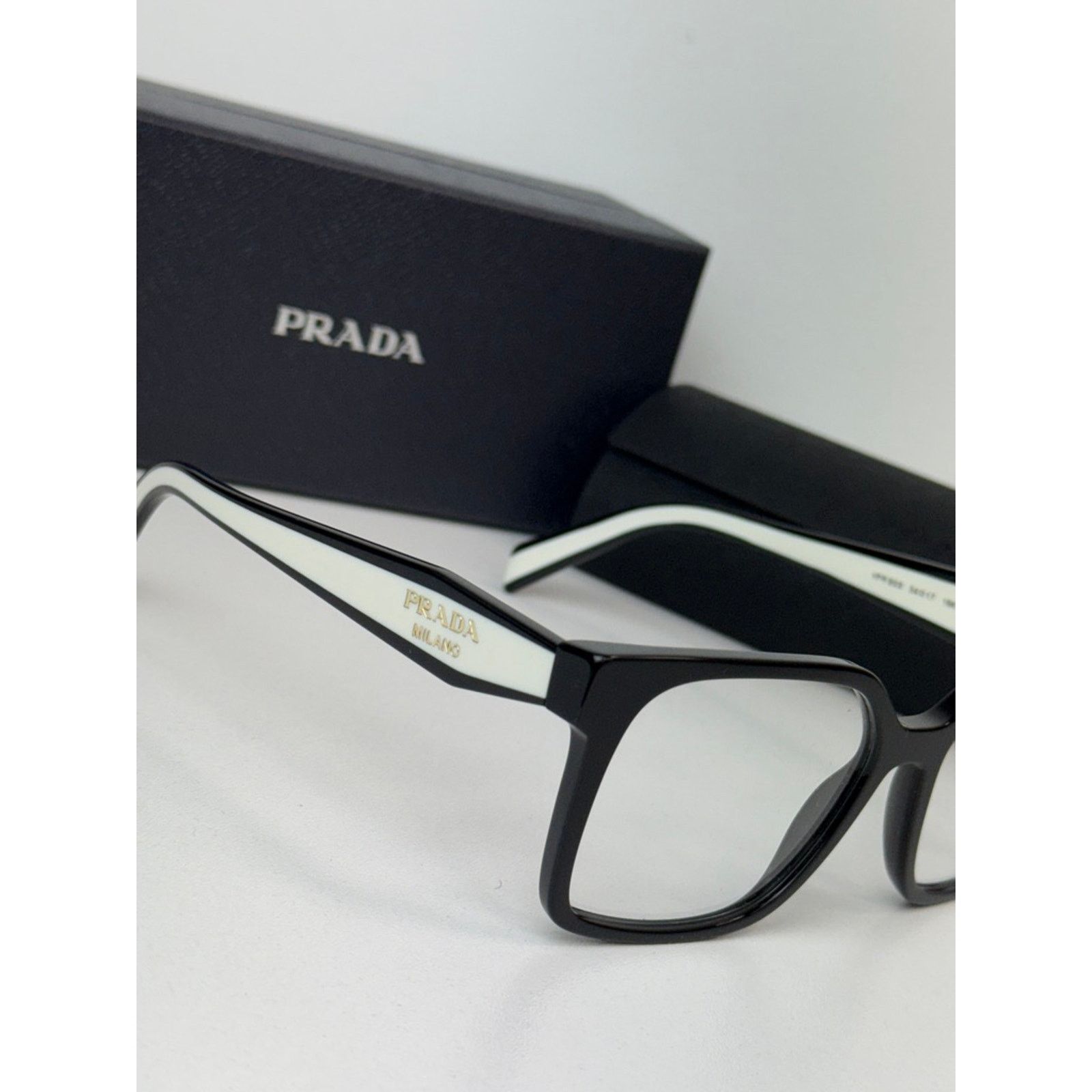 Prada NEW Prada PR B03V Black White Square Eyeglasses Frames Size ONE SIZE - 4 Thumbnail
