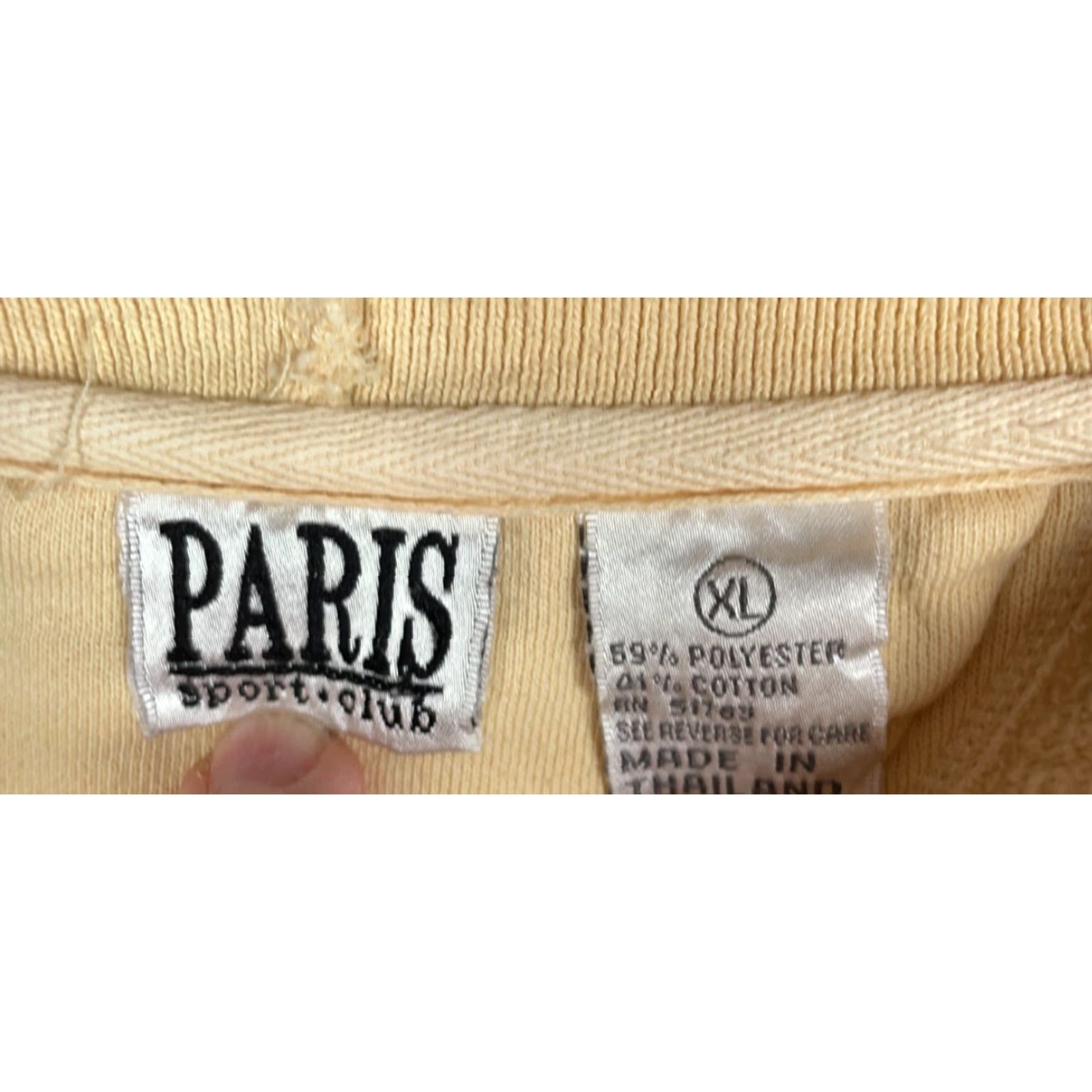 Vintage VINTAGE Paris Sport Club Sweatshirt Adults XL Pale Yellow Embroidered Logo Graphic Print Boxy Fit 90s Hipster Retro Mens Sweater Size US XL / EU 56 / 4 - 3 Thumbnail