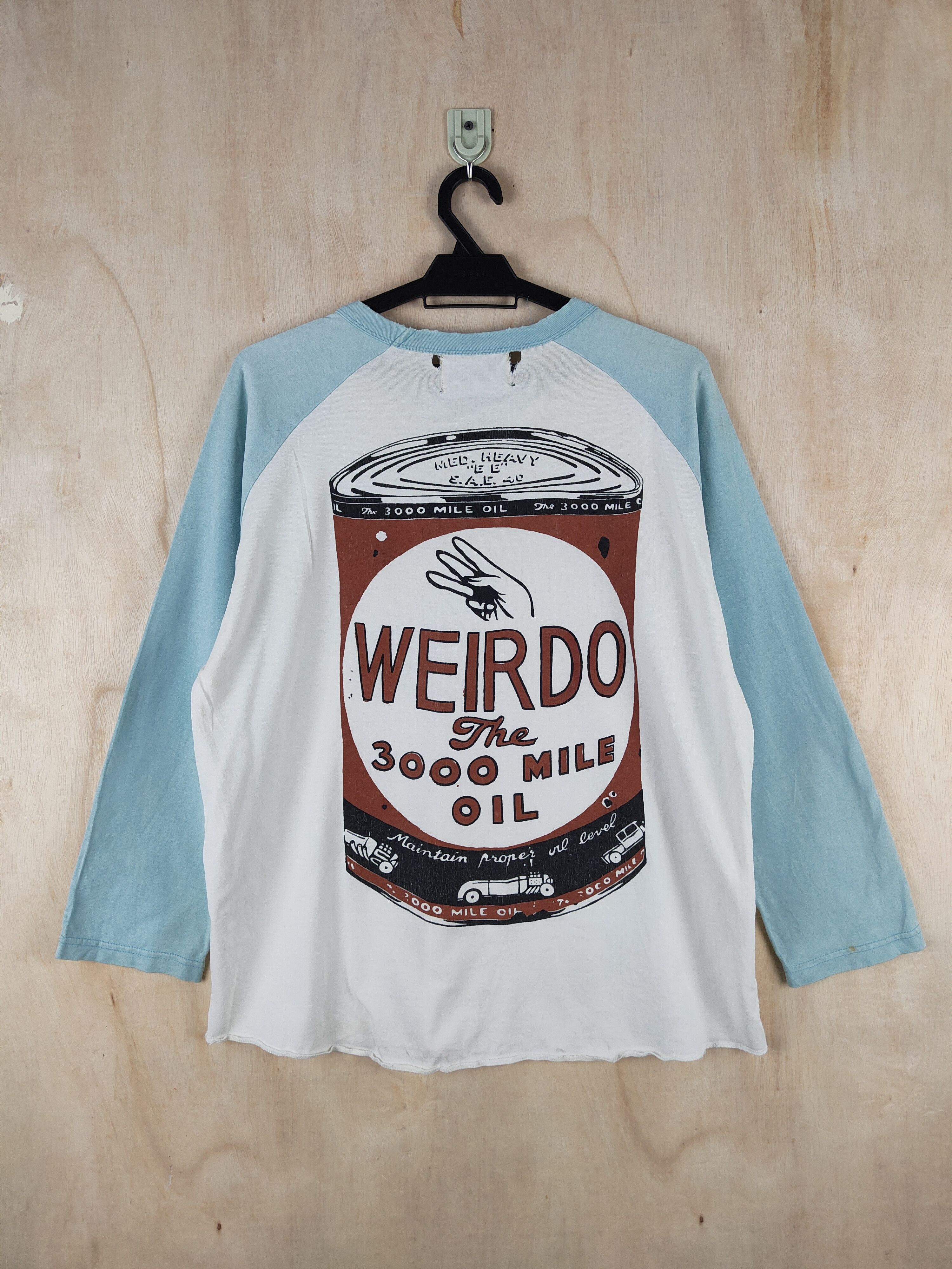 WEIRDO トップ Japanese Brand Weirdo White Green vintage Faded Long Sleeve T