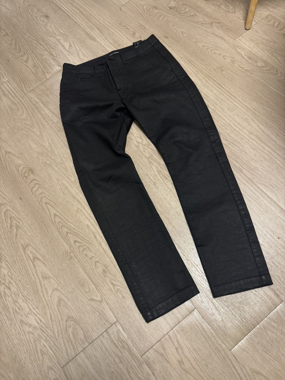 hannes roether Hannes Roether Coated Black Trousers – Size 34 US Size US 34 / EU 50 - 1 Thumbnail