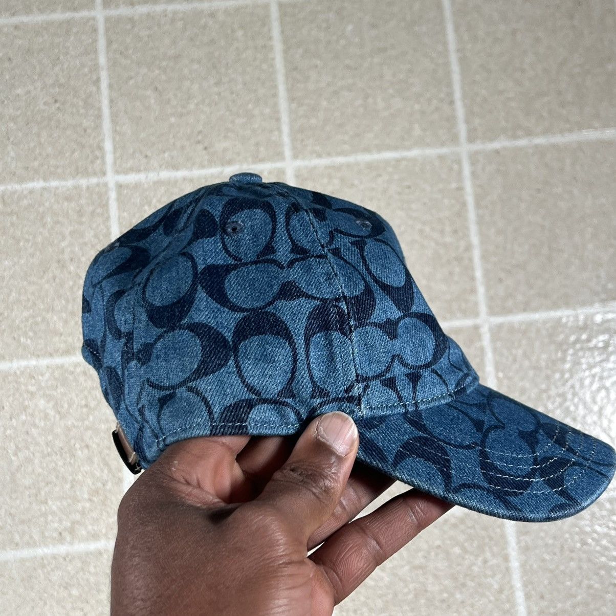 Coach COACH ALLOVER SIGNATURE LOGO JACQUARD BASEBALL CAP HAT Denim Size ONE SIZE - 5 Thumbnail