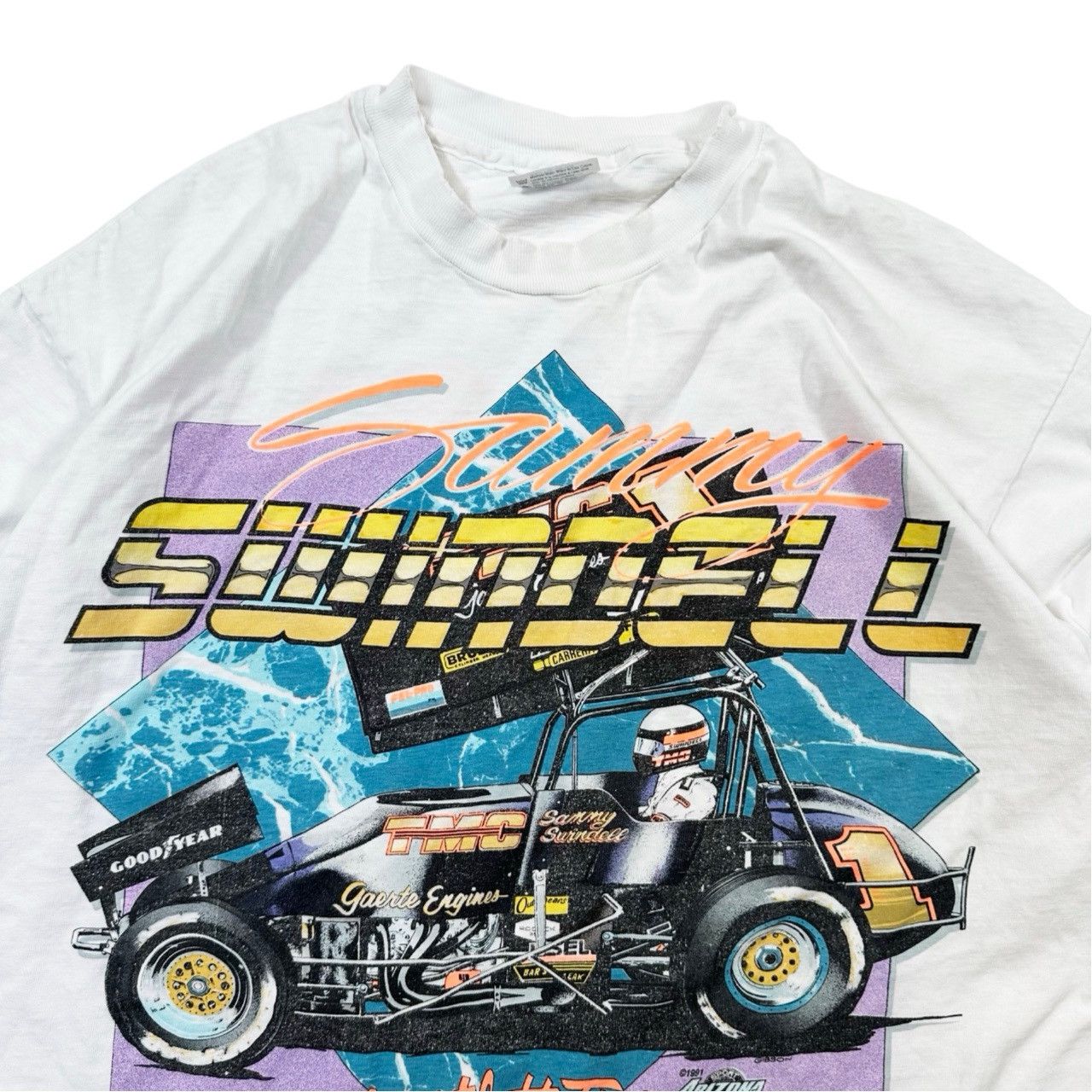 Vintage Vintage 90s Single Stitch Big Print Swindell Graphic T Shirt Size US XL / EU 56 / 4 - 2 Thumbnail