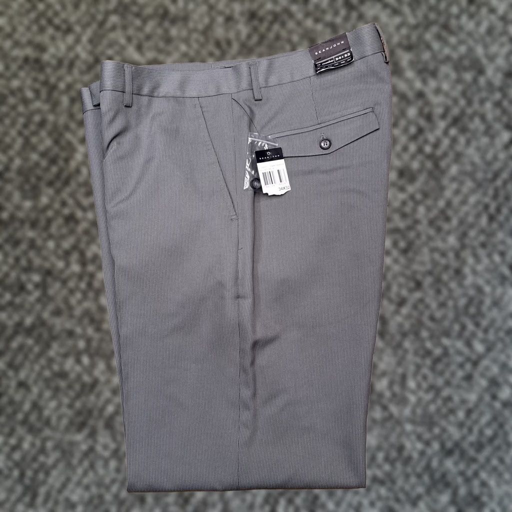 Sean John Sean John Dress Pants Mens 34x32 Gray Striped Flat Front Regular Waist 34 Inseam 32 Workwear Formal New Size US 34 / EU 50 - 1 Thumbnail