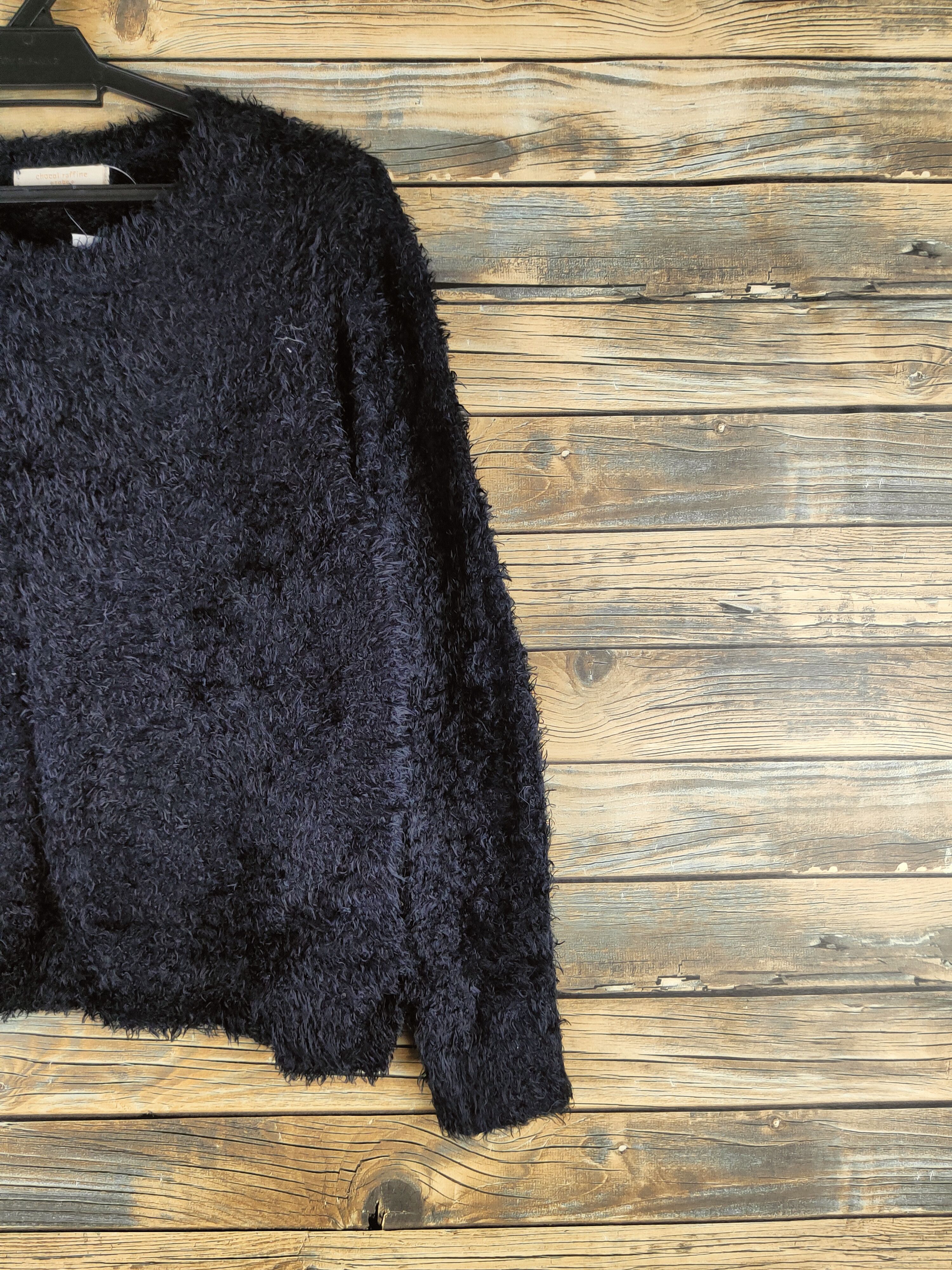 Japanese Brand DL Chocol Raffine Black Fur Mohair Knitwear #46-467 Size M / US 6-8 / IT 42-44 - 5 Thumbnail