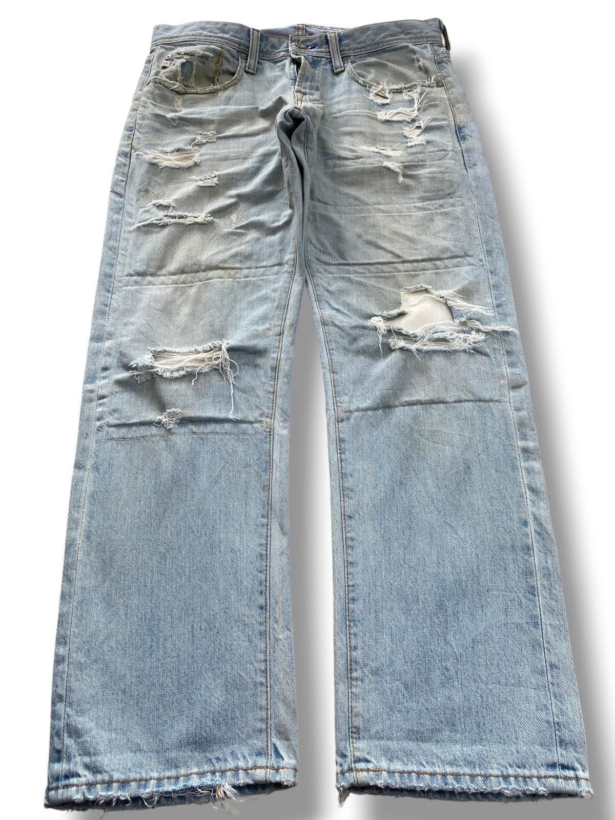 AG Adriano Goldschmied AG Adriano Goldschmies Ripped Distressed Style Straight Jean Size US 33 - 1 Thumbnail