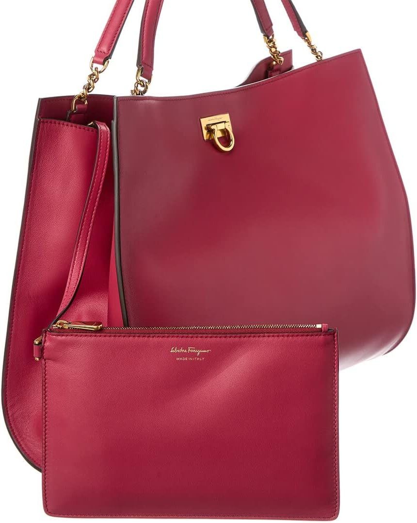 Salvatore Ferragamo o1s1rm0924 Size: OS / Trifolio Leather Tote Bag in Burgundy Size ONE SIZE - 3 Thumbnail