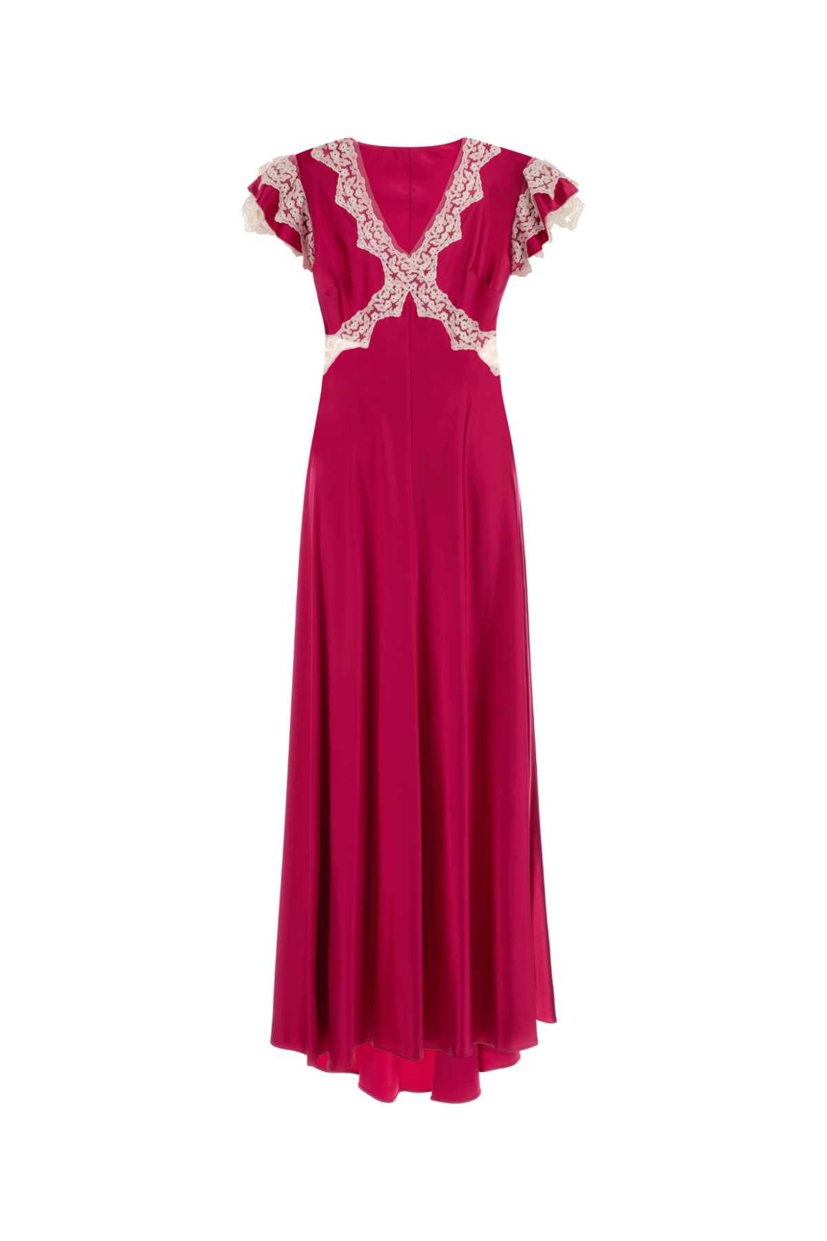 Alberta Ferretti Fuchsia Satin Long Dress Size XS / US 0-2 / IT 36-38 - 1 Thumbnail