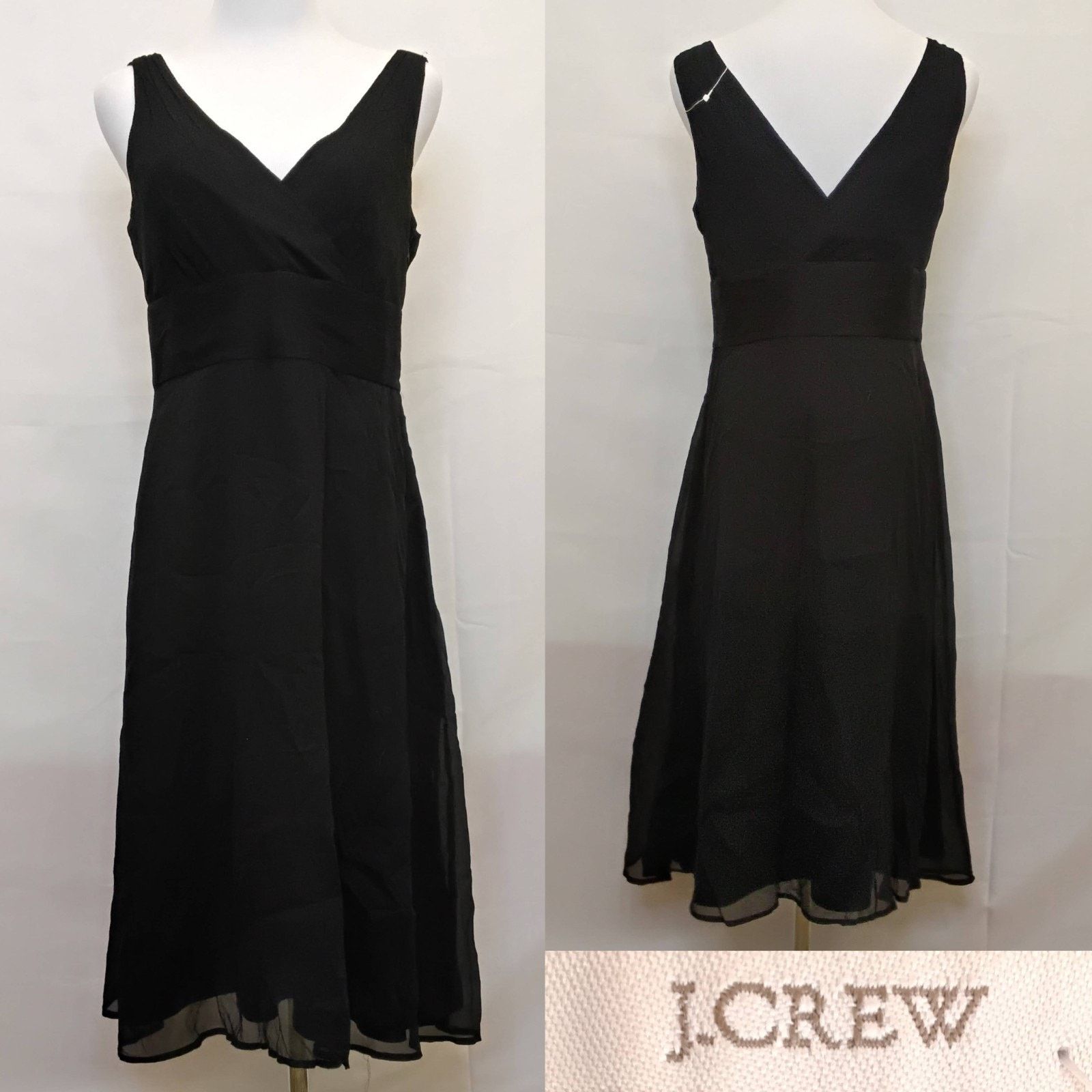 J.Crew J.Crew 100% Silk V-Neck Dress Women's 10 Black Chiffon NWT Size L / US 10 / IT 46 - 1 Thumbnail