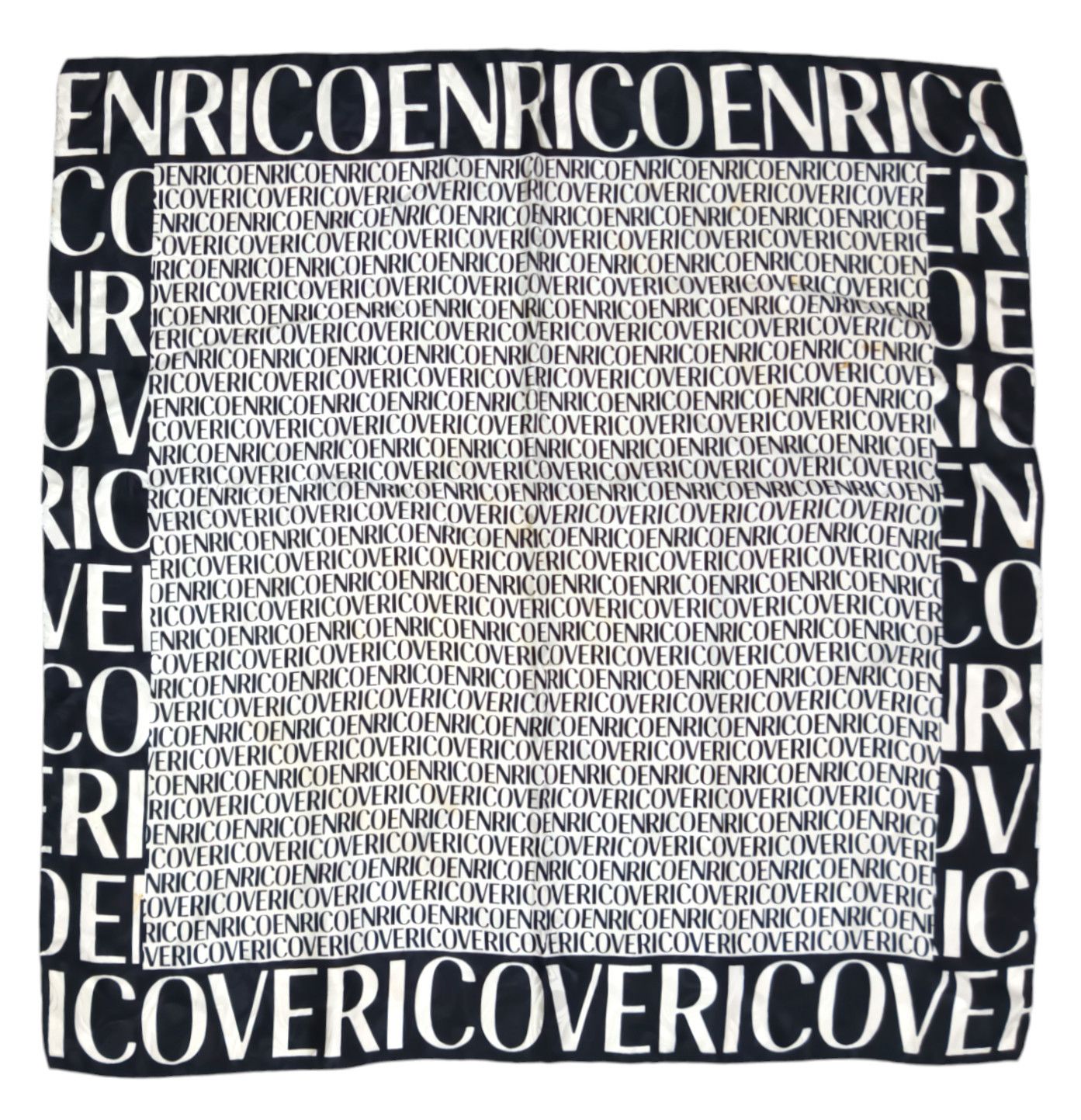 Enrico Coveri ENRICO COVERI Italy Logo Monogram Black White Silk Scarf Size ONE SIZE - 1 Thumbnail