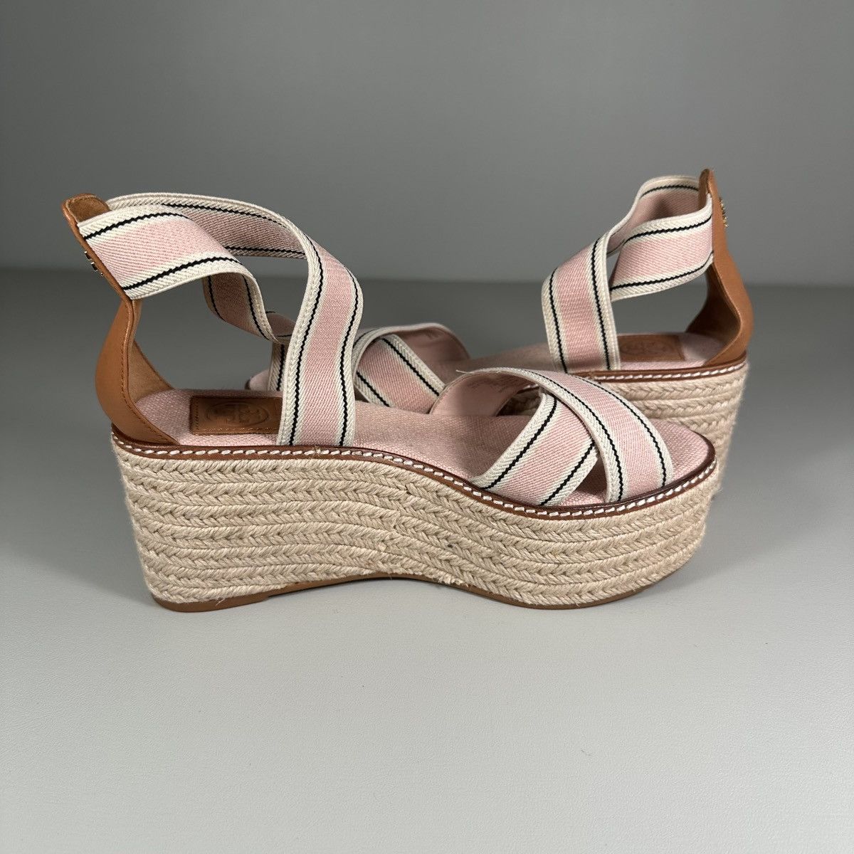 Tory Burch Tory Burch Frieda Cross Strap Blush Pink Espadrille Sandals Size US 7.5 / IT 37.5 - 5 Thumbnail