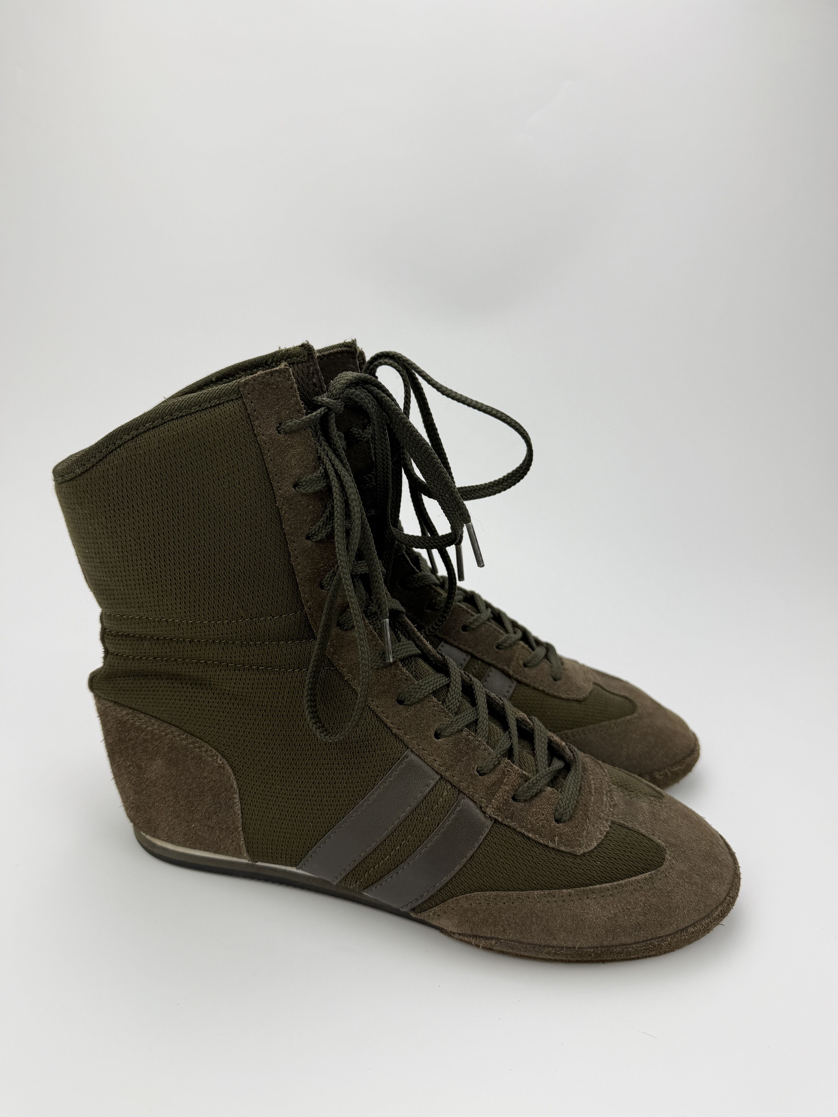 Vintage y2k style khaki green boxing lace up boots sneakers Size US 8 / IT 38 - 5 Thumbnail