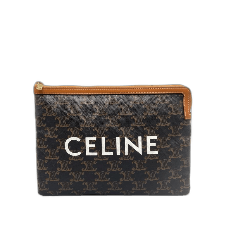 Celine CELINE Monogram Handheld Bag with Brown Trim Size ONE SIZE - 1 Thumbnail