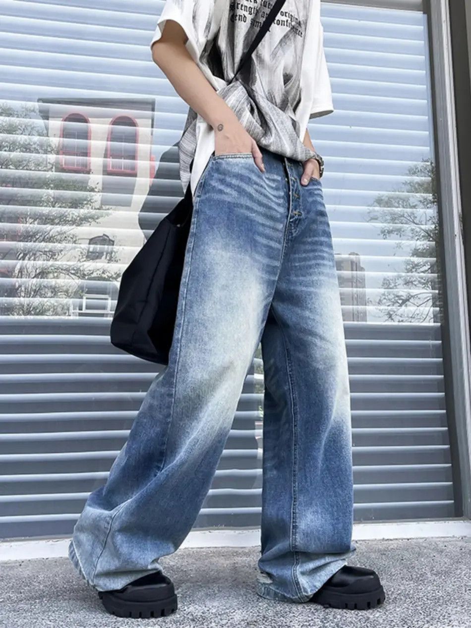 Japanese Brand Retro Versatile Loose Straight Leg Wide Leg Jeans Size US 30 / EU 46 - 4 Thumbnail