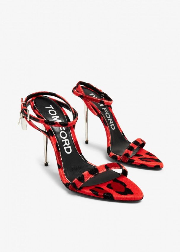 Tom Ford o1w1db11224 W2272 Padlock Naked Sandals in Red Black Size US 7.5 / IT 37.5 - 4 Thumbnail