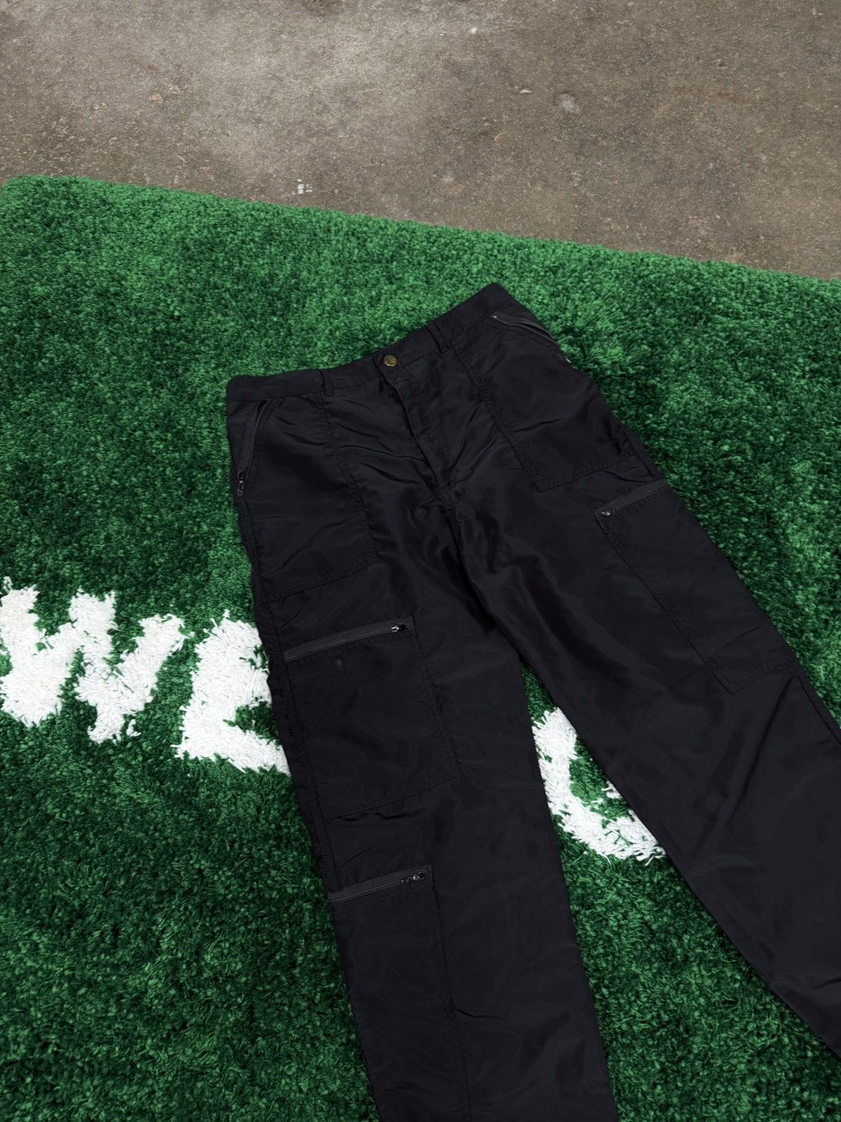 Vintage RAER 80s Panno D'Or Parachute Pants Black Cargo Zip 33 Size US 33 - 3 Thumbnail