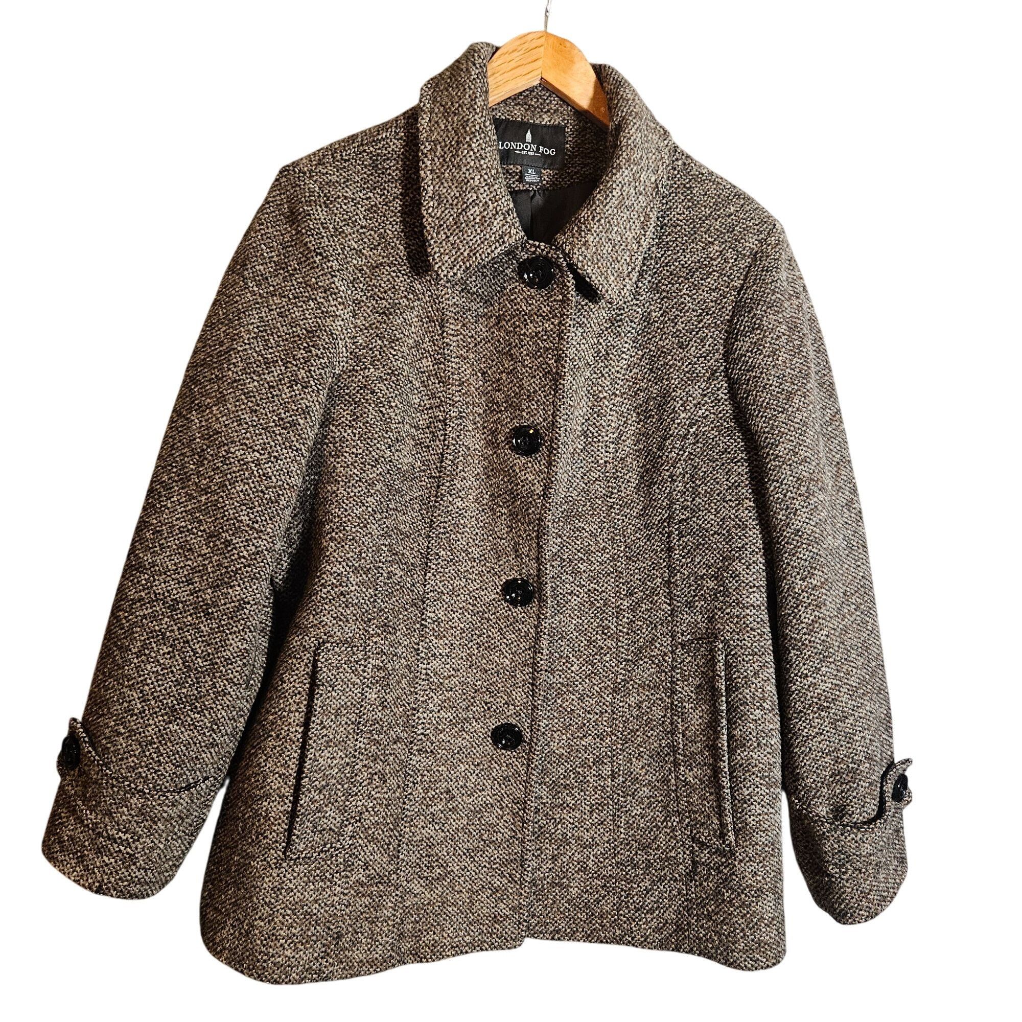 London Fog London Fog Women XL Tweed Wool Coat Brown Old Money Quiet Lu Size XL / US 12-14 / IT 48-50 - 2 Thumbnail