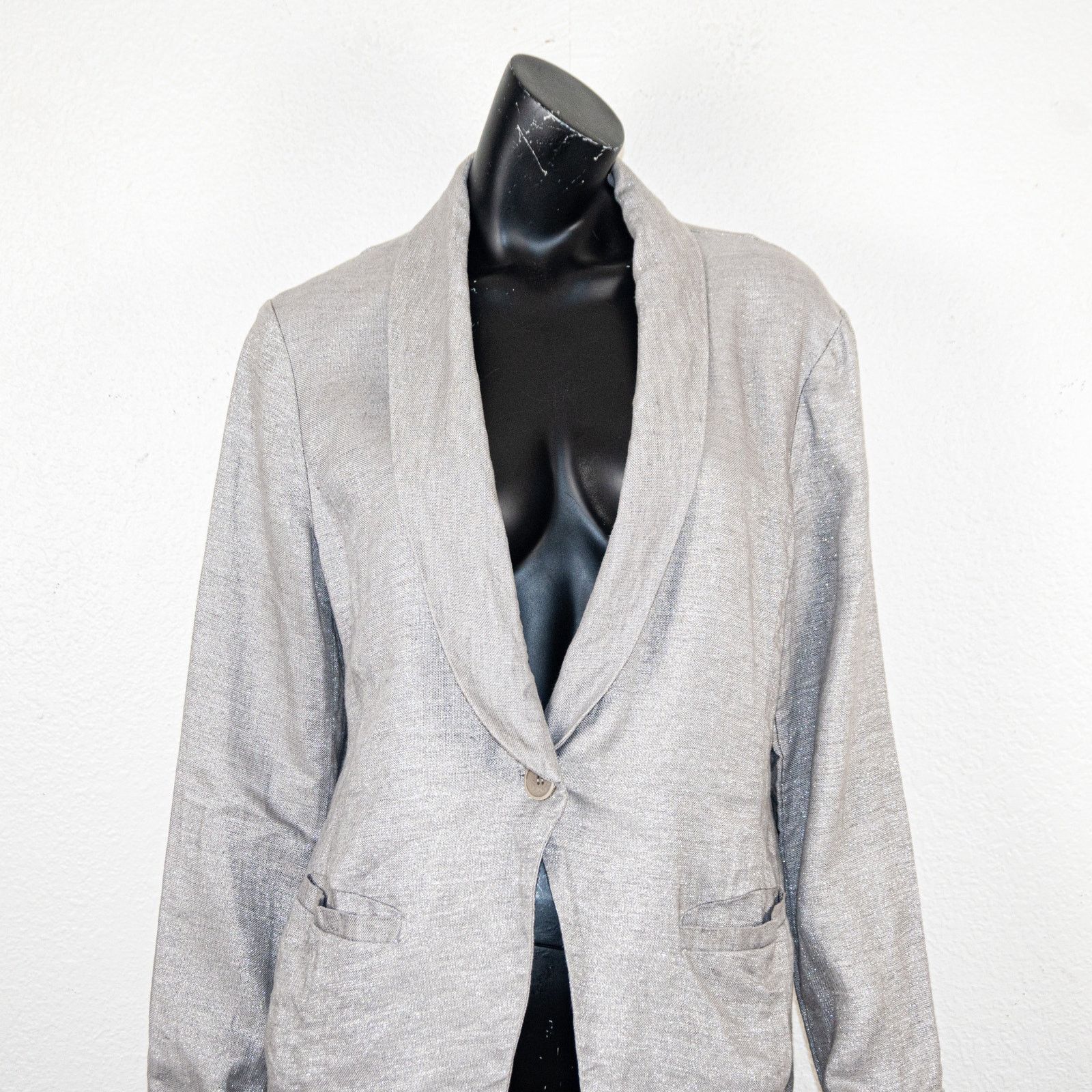 Eileen Fisher Eileen Fisher Silver Gray Twinkle linen Blazer Jacket Medium Size M / US 6-8 / IT 42-44 - 8 Thumbnail