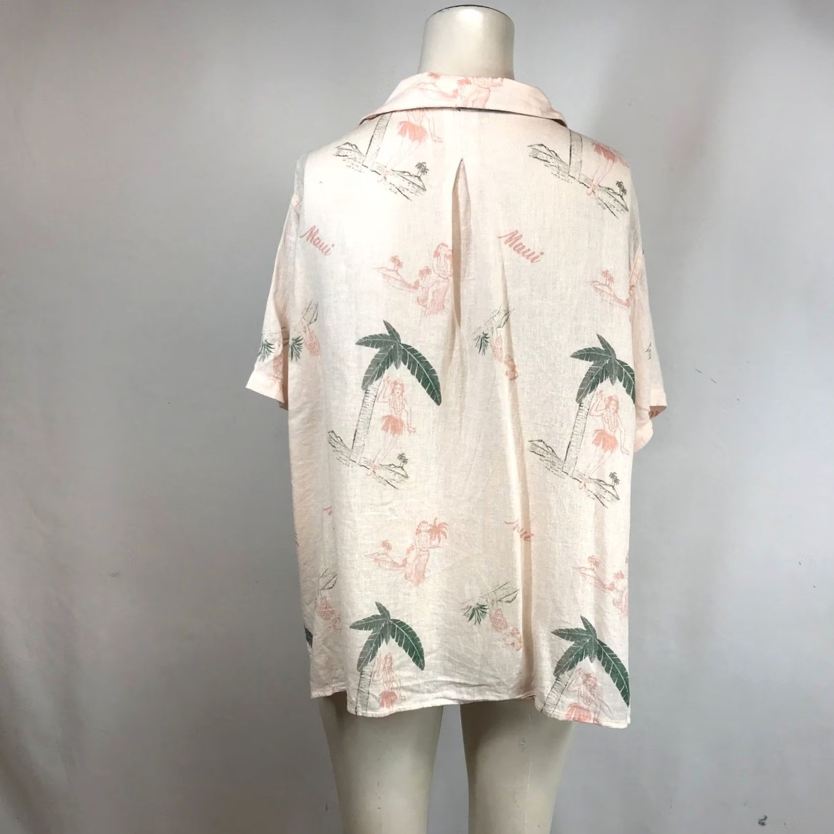 Rails Rails Maui Tropical Print Linen Blend Button Down Shirt Peach Pink Womens Large Size L / US 10 / IT 46 - 5 Thumbnail