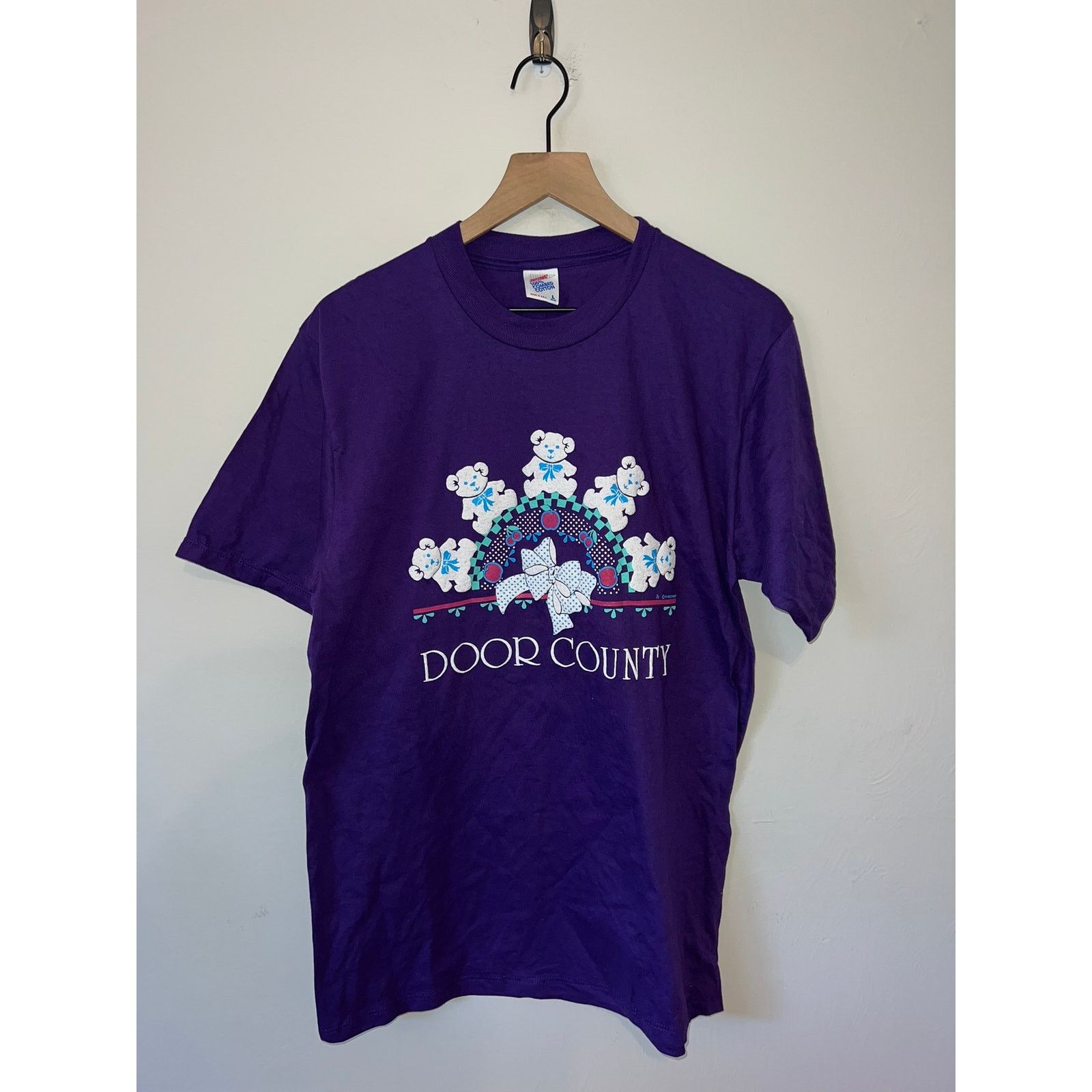 Jerzees Vintage Door County Shirt Purple bear Nature Tee VTG 90s L Size US L / EU 52-54 / 3 - 1 Thumbnail