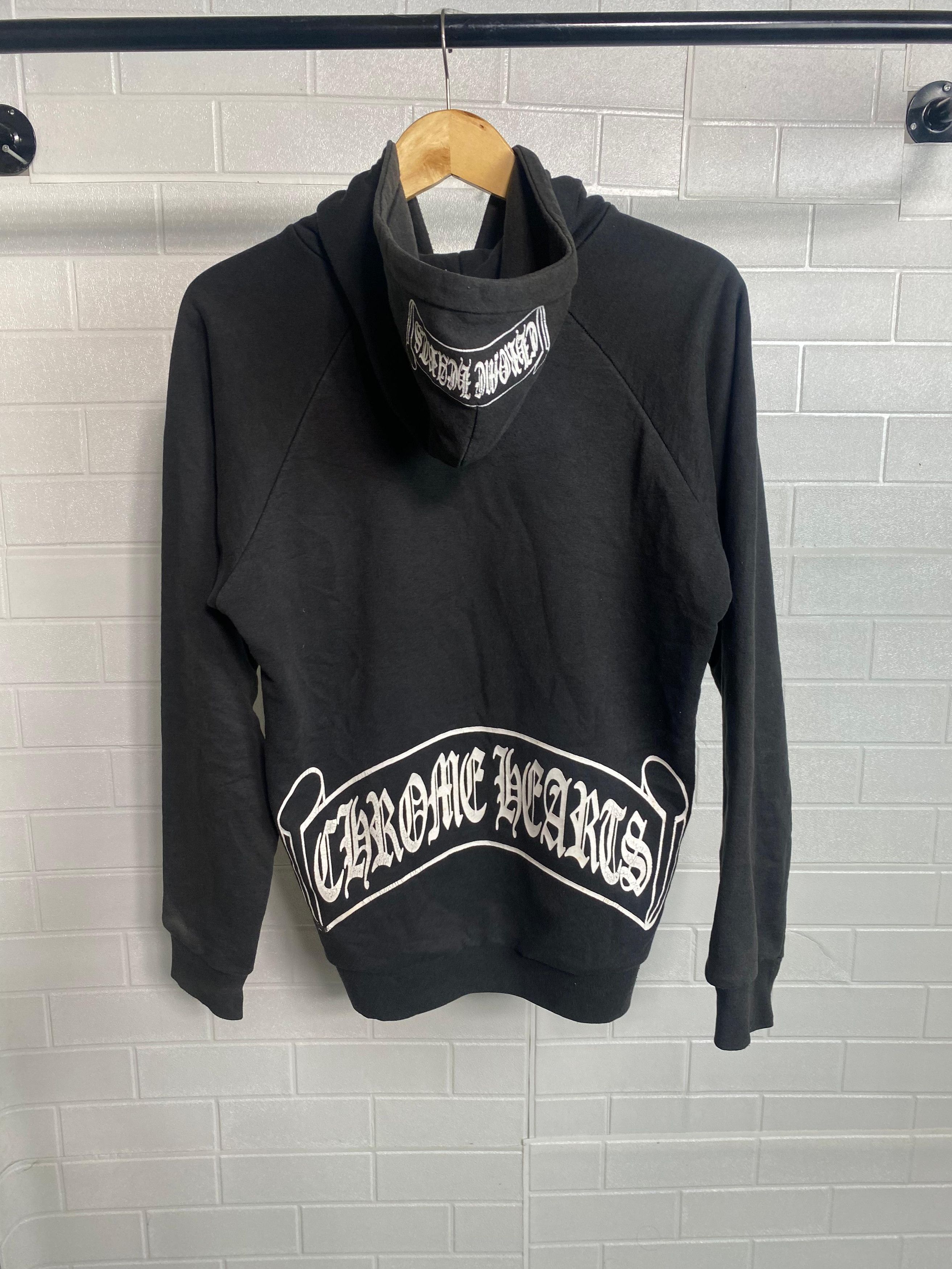 image of sold! Vintage Chrome Hearts Scroll Thermal Zip Up Hoodie in Black, Men's (Size Small)