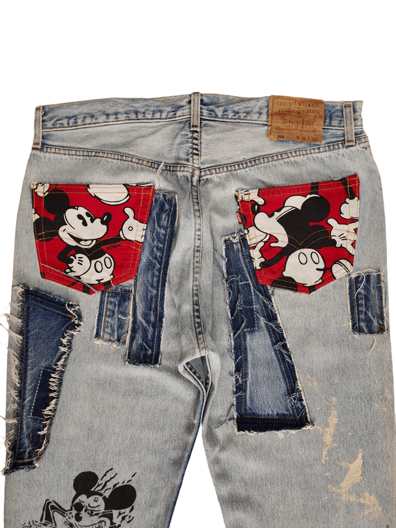 Levi's Vintage Clothing Vintage Levis 501 Mickey Mouse Distress Jeans Custom Size US 35 - 14 Thumbnail