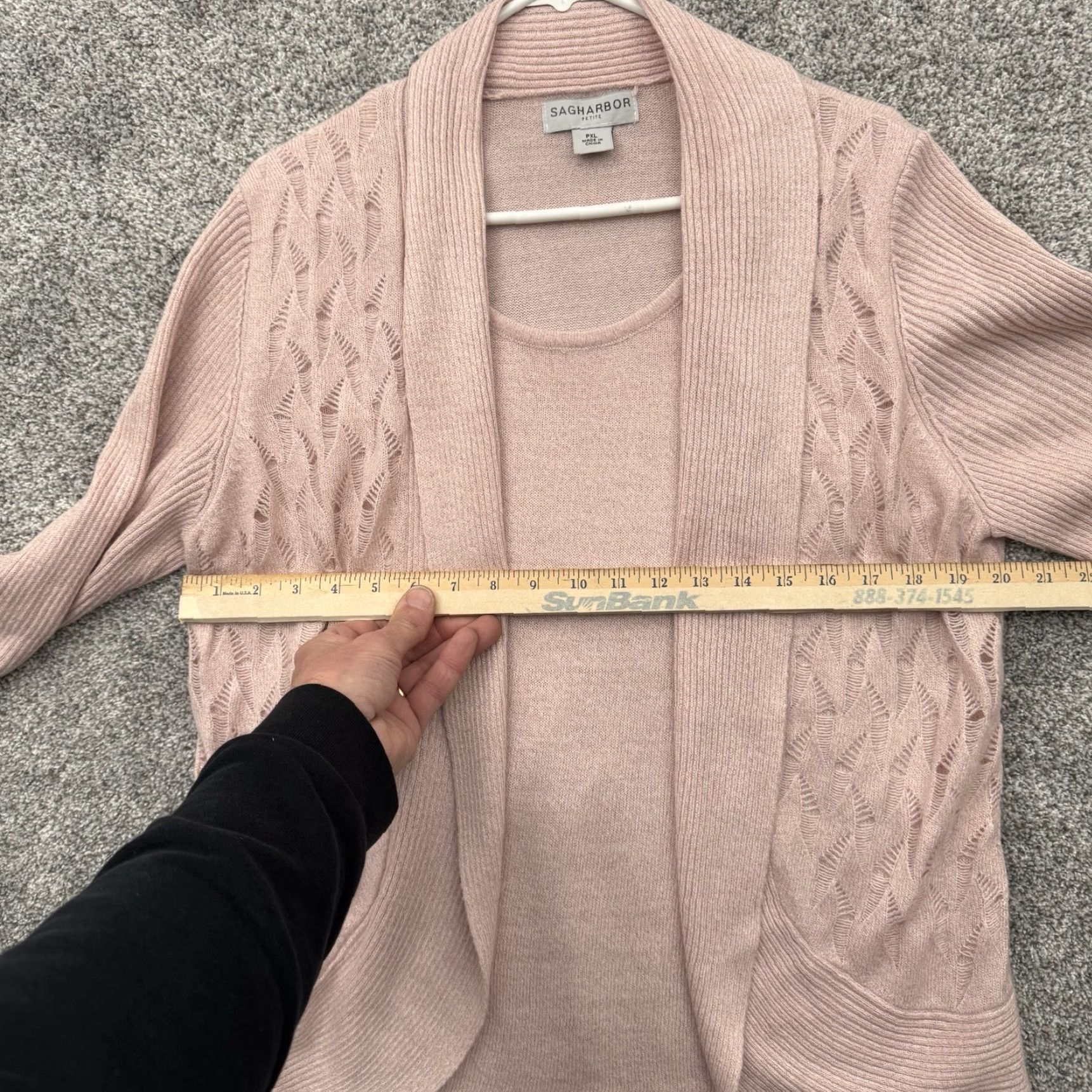 Vintage Sag Harbor Cardigan Womens PXL Petite Open Front Feminine Grandmacore Lagenlook Pink Knit Sweater Cardigan Womens Casual Travel 2000s? Size XL / US 12-14 / IT 48-50 - 3 Thumbnail