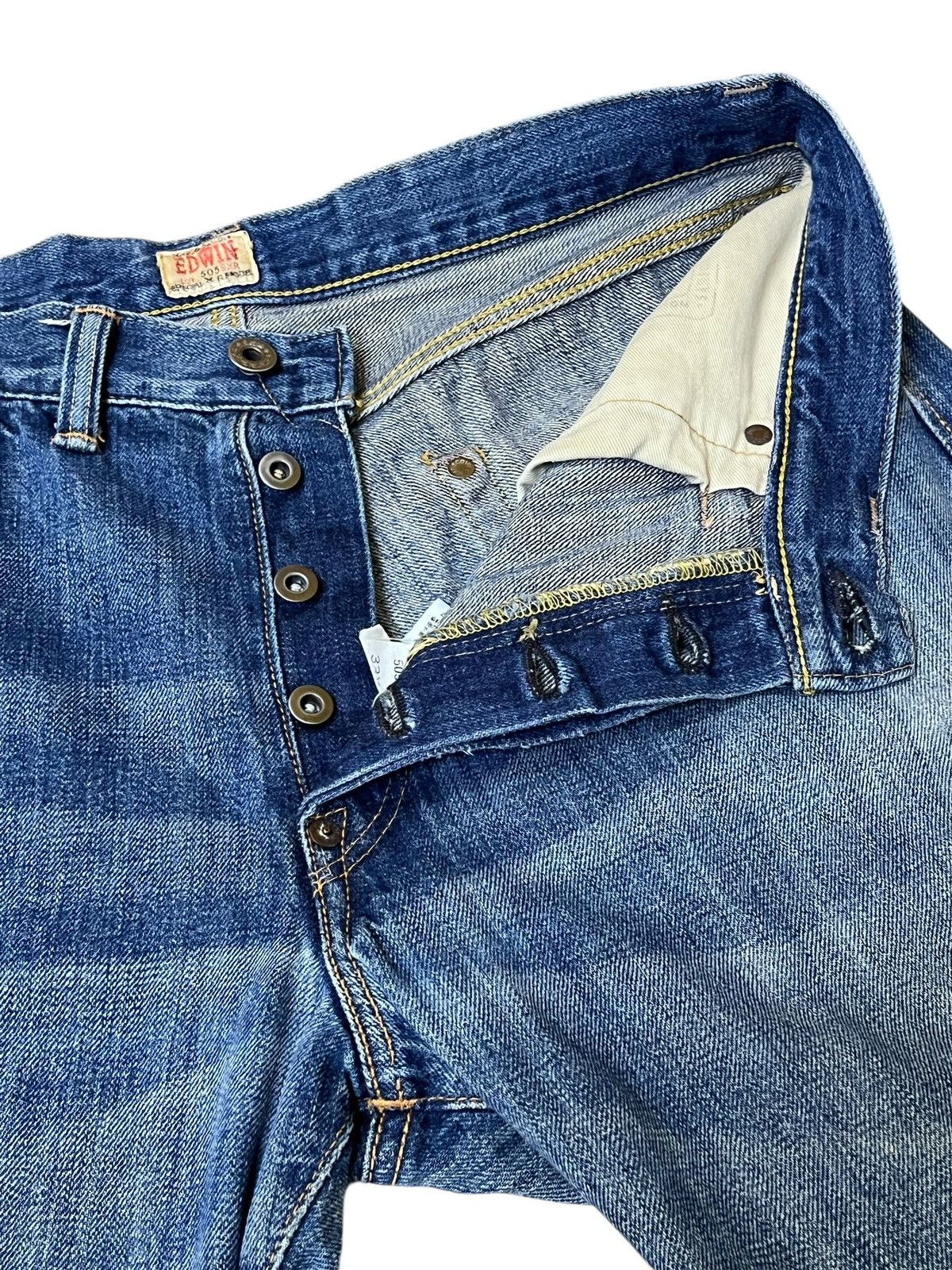 Edwin VINTAGE EDWIN 505SX-R DISTRESSED REDLINE SELVEDGE JEANS Size US 33 - 8 Thumbnail