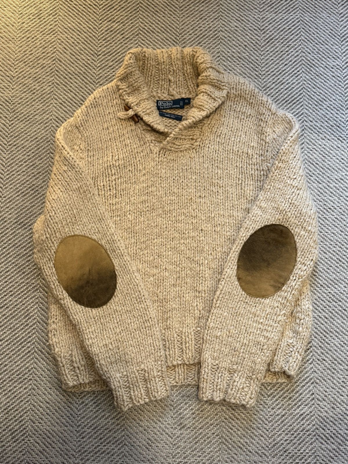 Polo Ralph Lauren Polo Ralph Lauren Hand-Knit Shawl Collar Sweater Size US XL / EU 56 / 4 - 1 Thumbnail