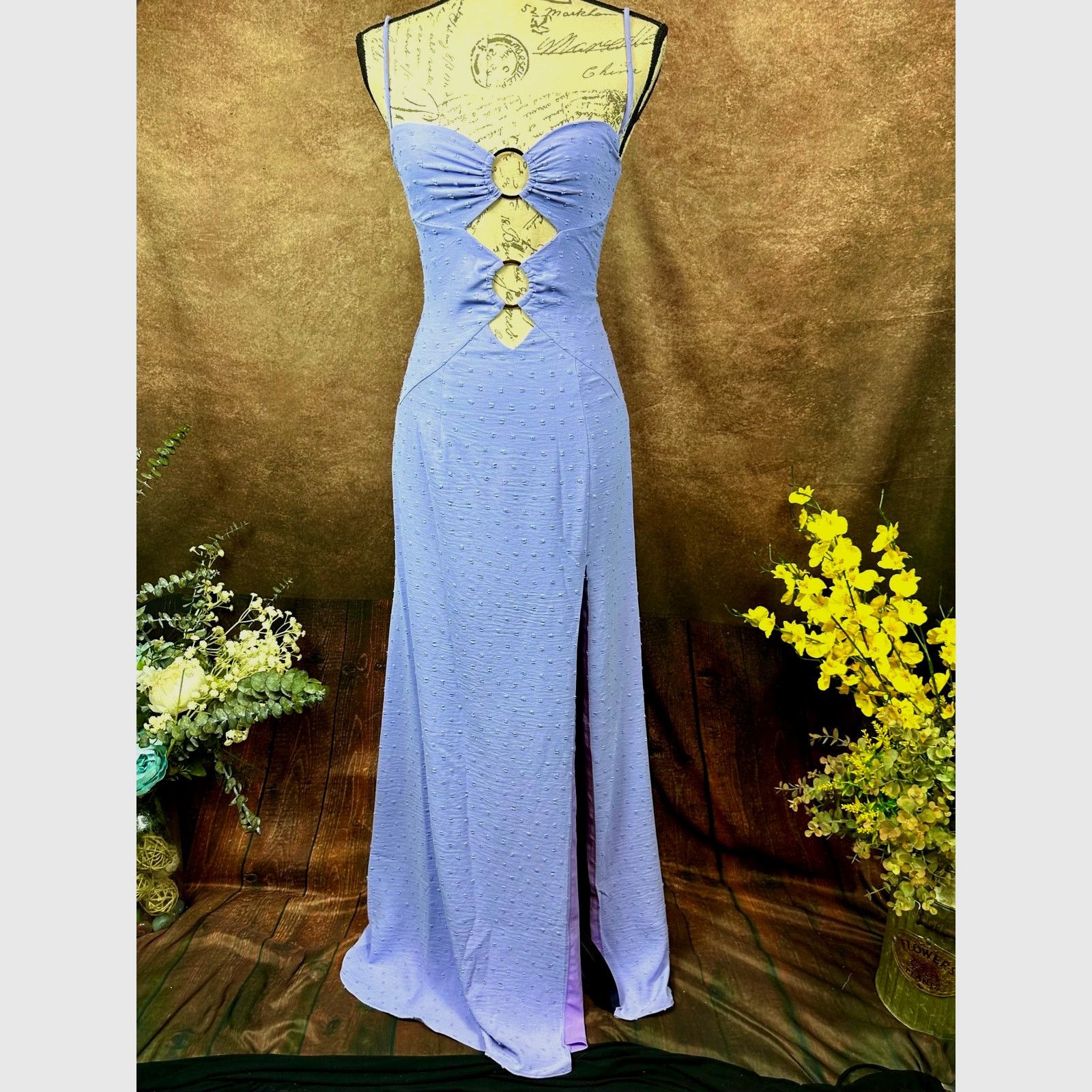 Other Rumer Gypsy Flocked Cut Outs Maxi Dress - Lilac - size XS Size XS / US 0-2 / IT 36-38 - 2 Thumbnail
