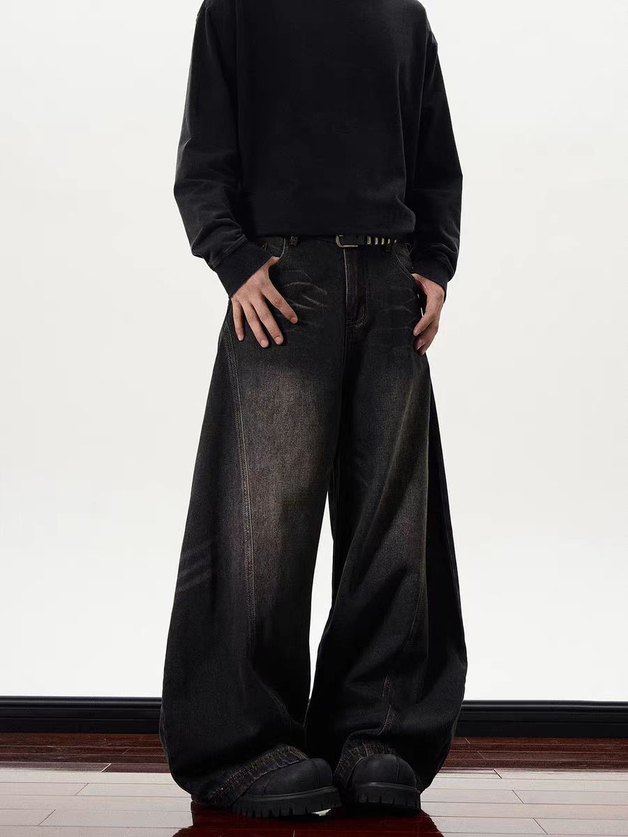 Japanese Brand × Jean Vintage cat whisker high street distressed scimitar jeans Size US 34 / EU 50 - 3 Thumbnail