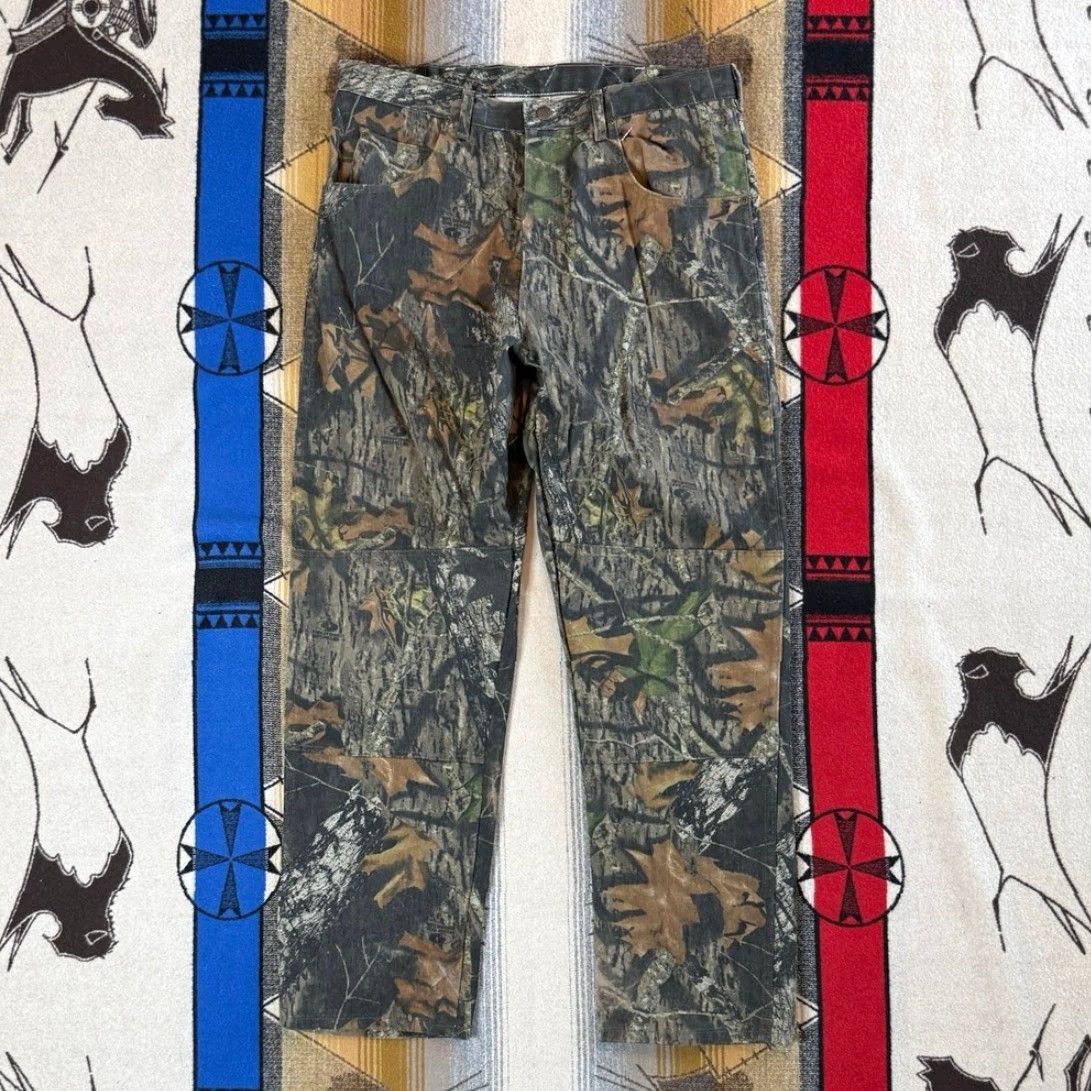 VINTAGE Wrangler Mossy Oak Camo Camouflage Double Knee Jeans Pants Size 36x32 Men Brown Regular Camouflage 90s Y2K Outdoor Hunting Camo