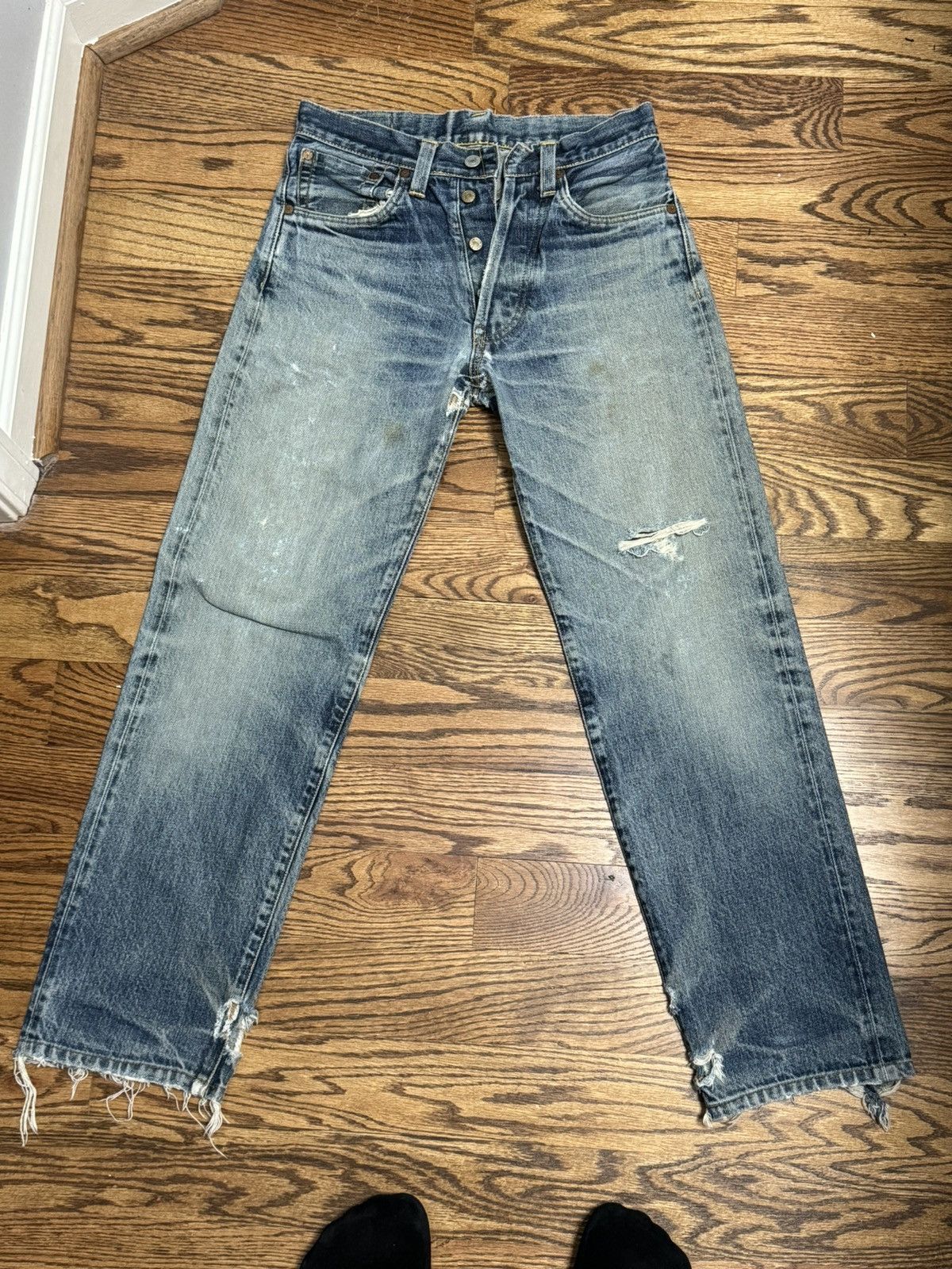 image of Baby Blue Evisu Jeans With Purple Logo, Men's (Size 29)